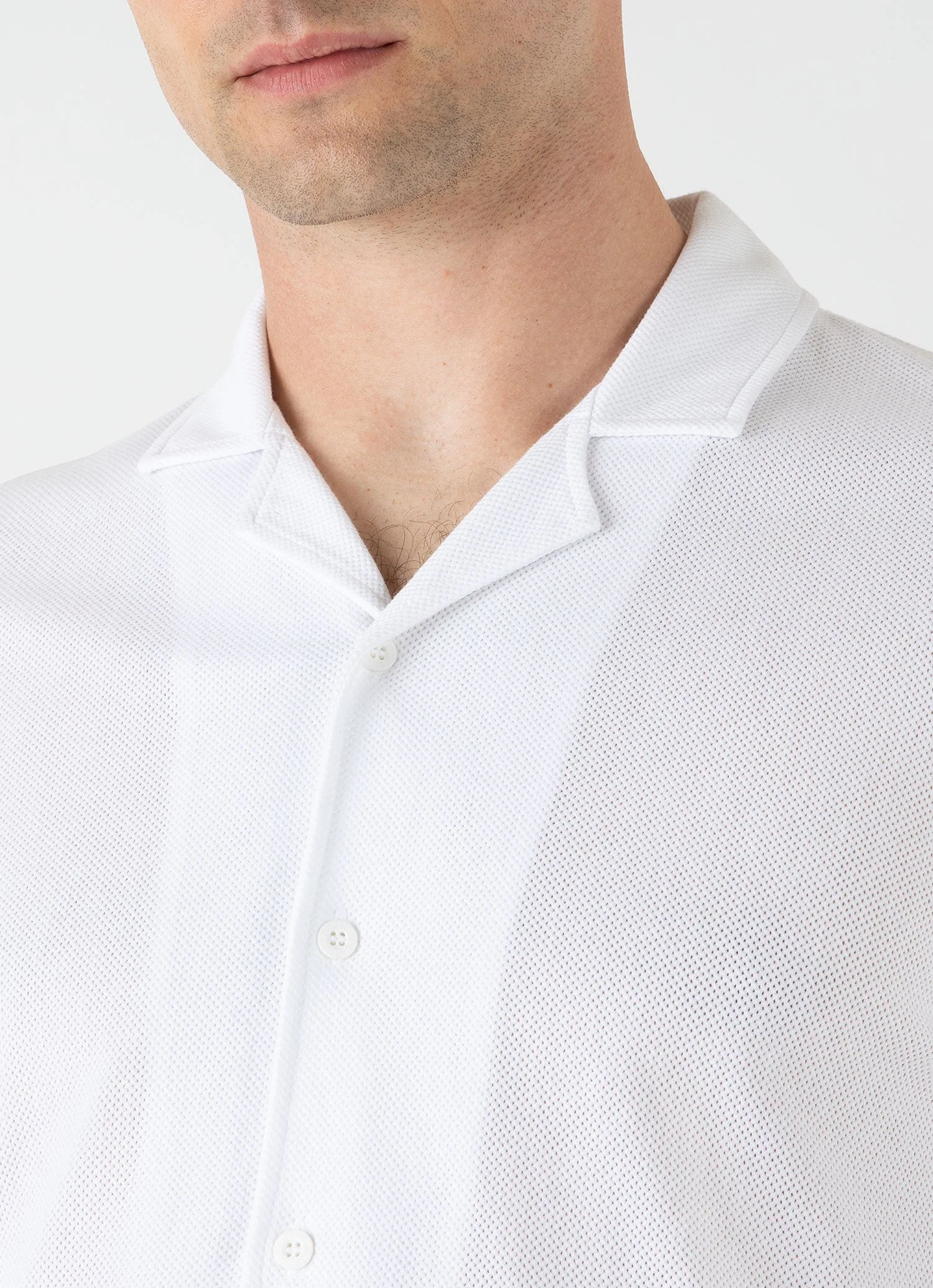 Men's Riviera Camp Collar Shirt in White - Image 6