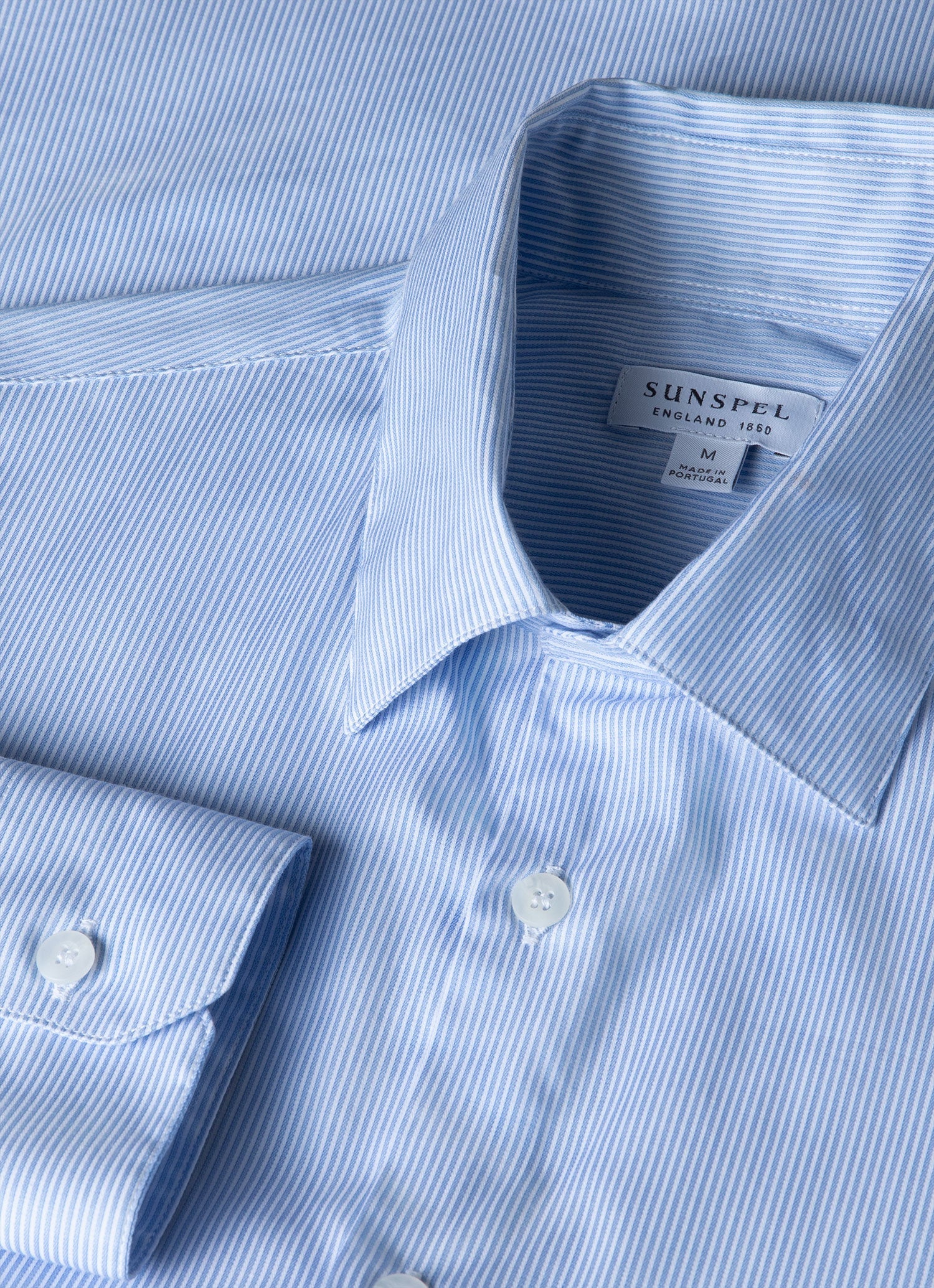 Men's Cotton Stretch Shirt in Light Blue/White - Image 4