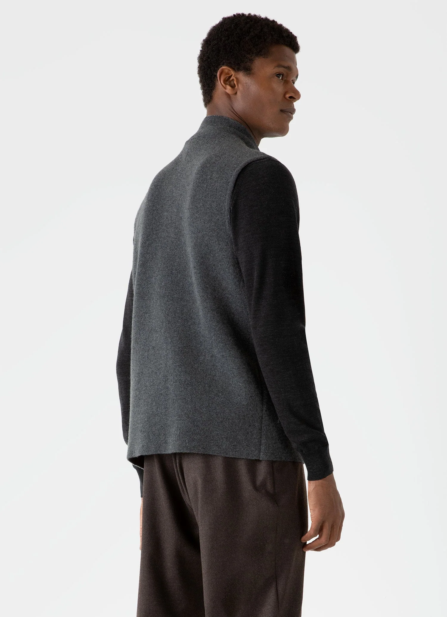 Men's Double Faced Gilet in Charcoal Melange - Image 5