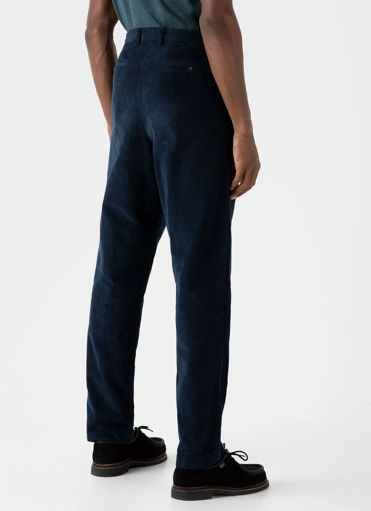 Men's Double Pleat Corduroy Trouser in Navy - Image 4