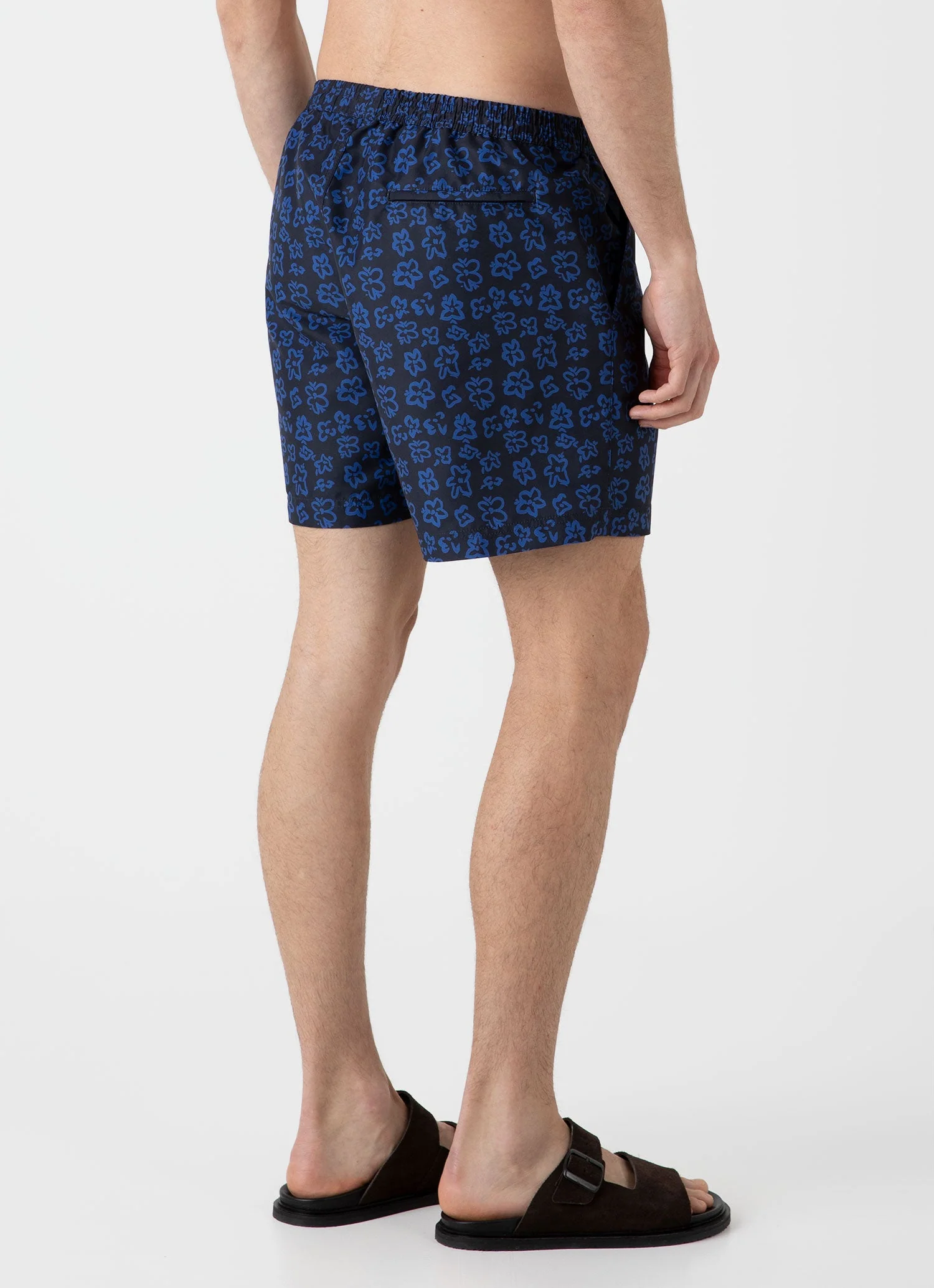 Men's Drawstring Swim Short in Painted Flower Print - Image 5