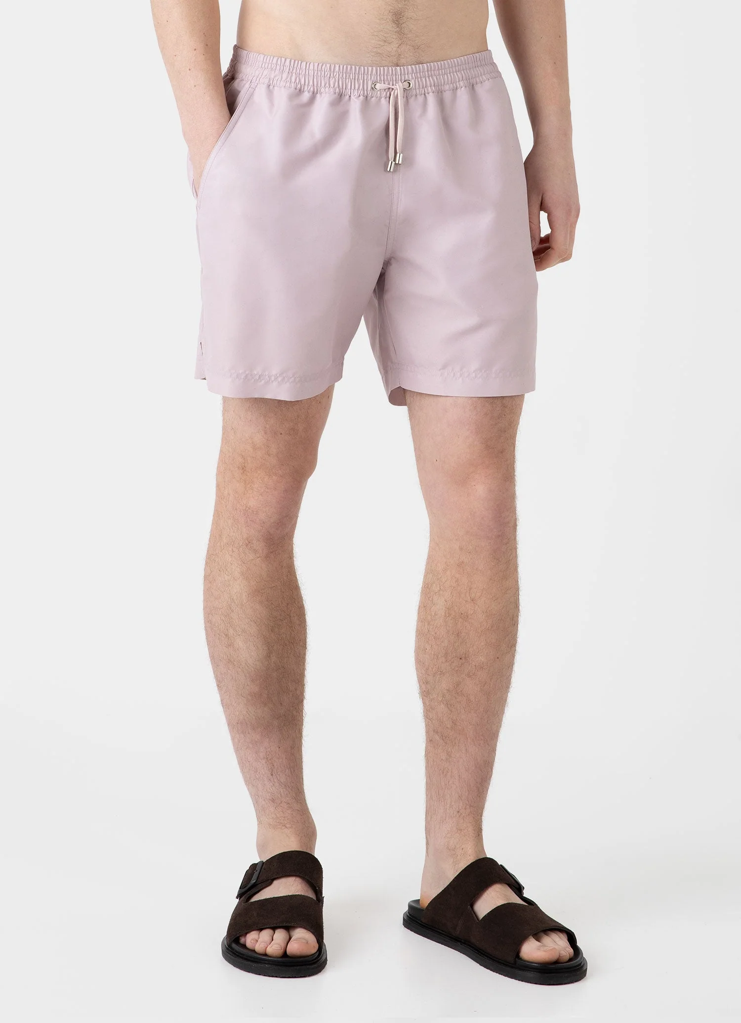 Men's Drawstring Swim Shorts in Pale Pink - Image 3