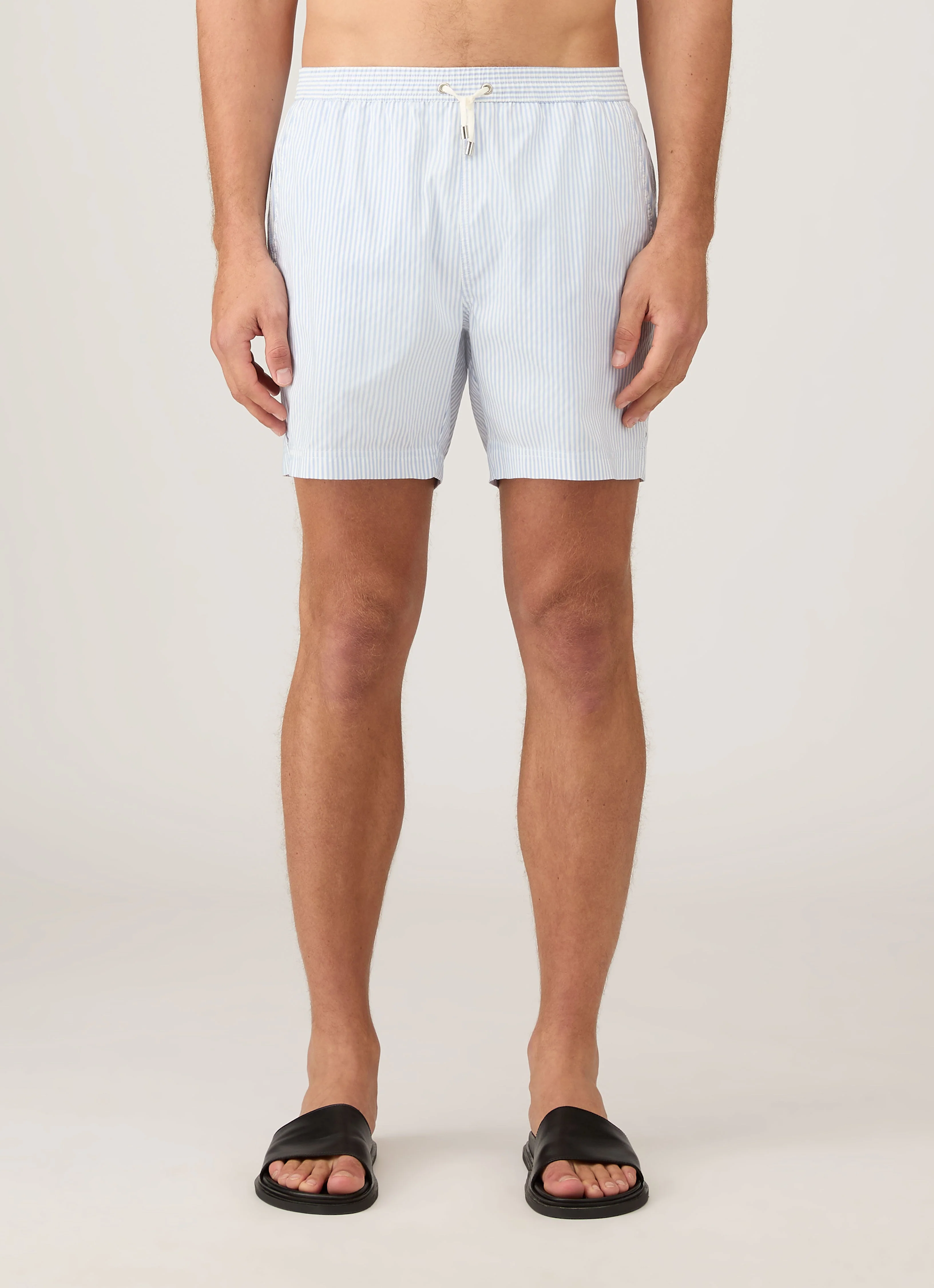 Men's Drawstring Swim Shorts in White/Cool Blue - Image 2