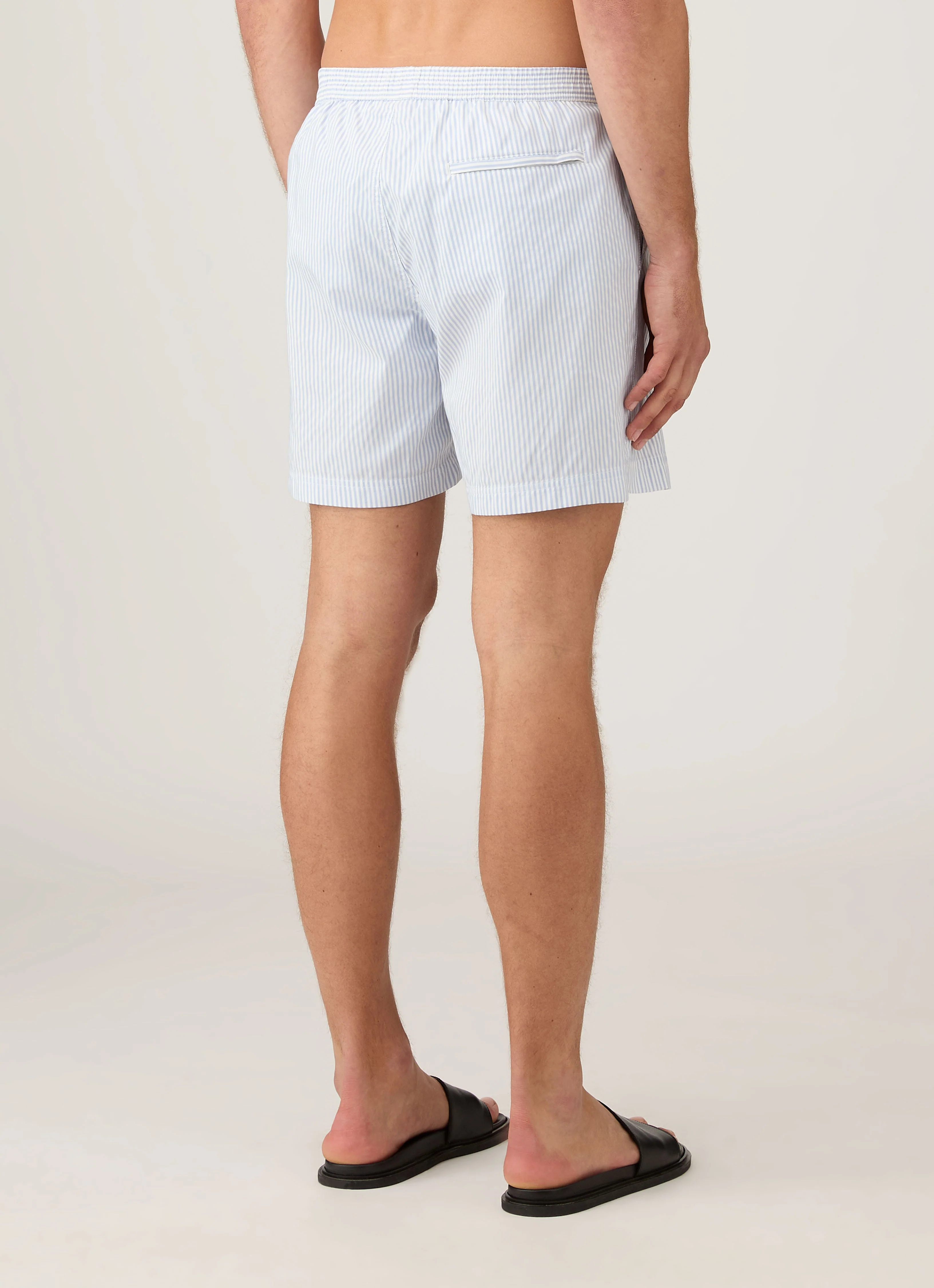Men's Drawstring Swim Shorts in White/Cool Blue - Image 5