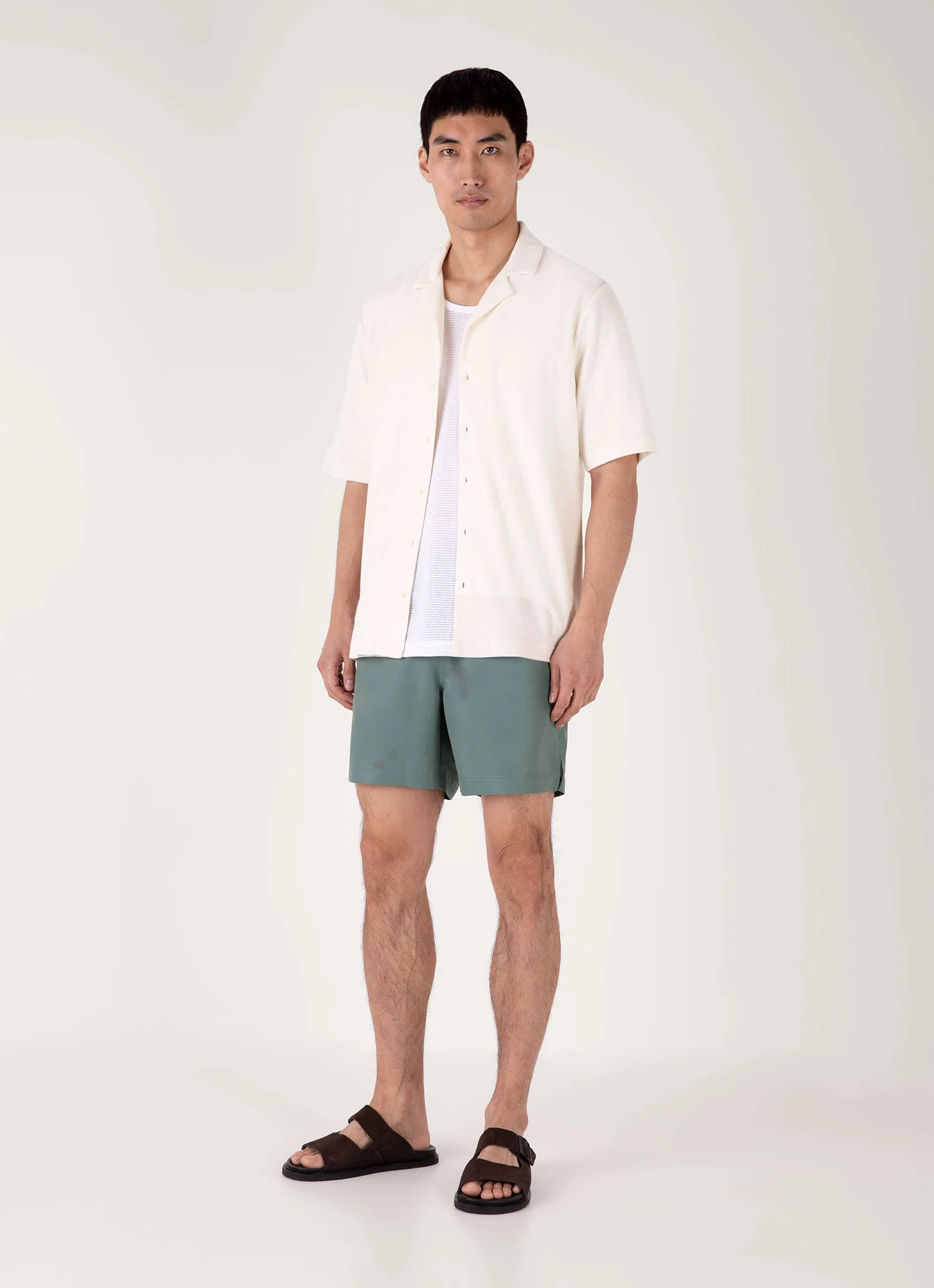 Men's Drawstring Swim Shorts in Dusk Green - Image 2