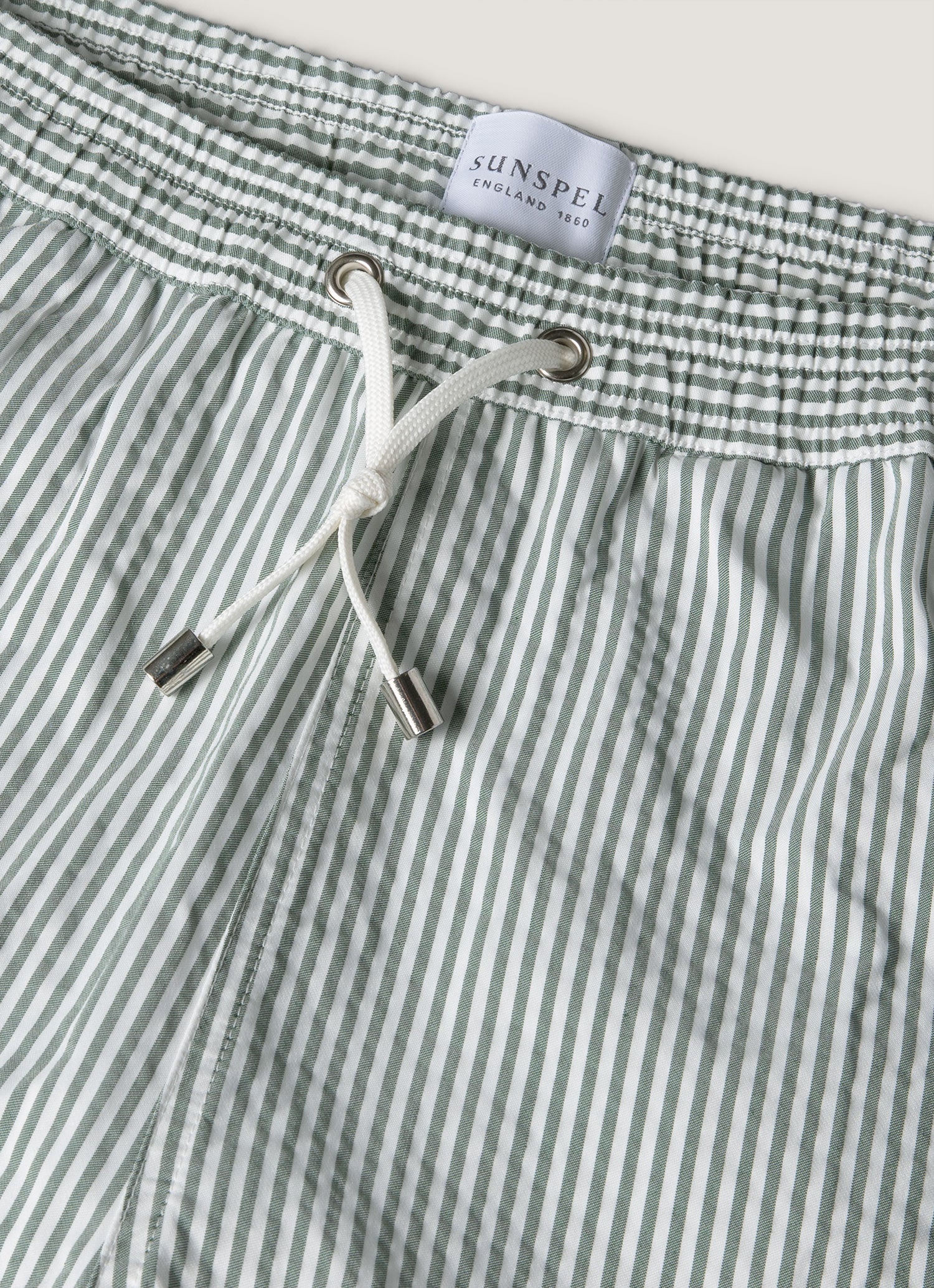 Men's Drawstring Swim Shorts in Dusk Green/White - Image 4
