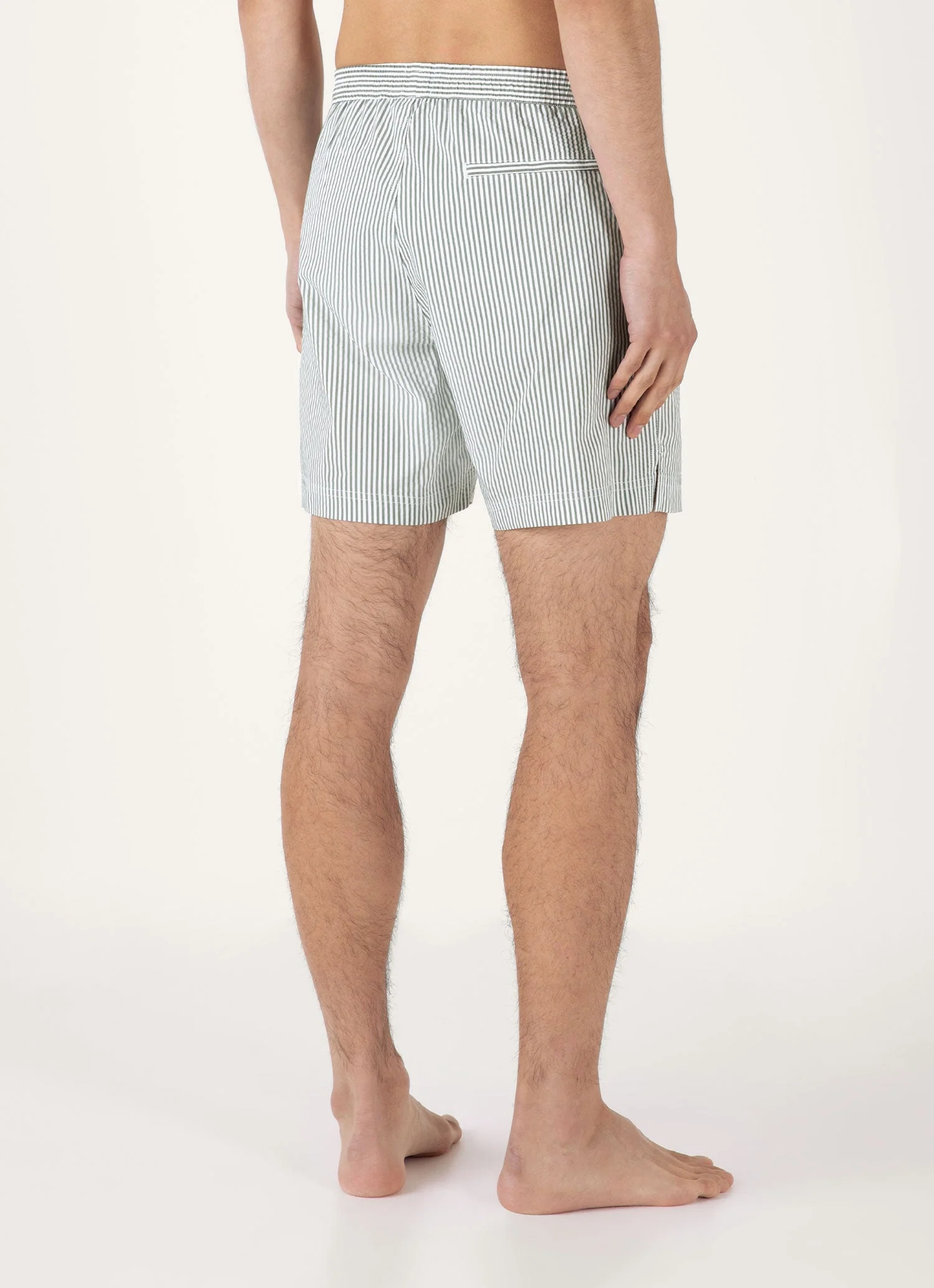 Men's Drawstring Swim Shorts in Dusk Green/White - Image 5