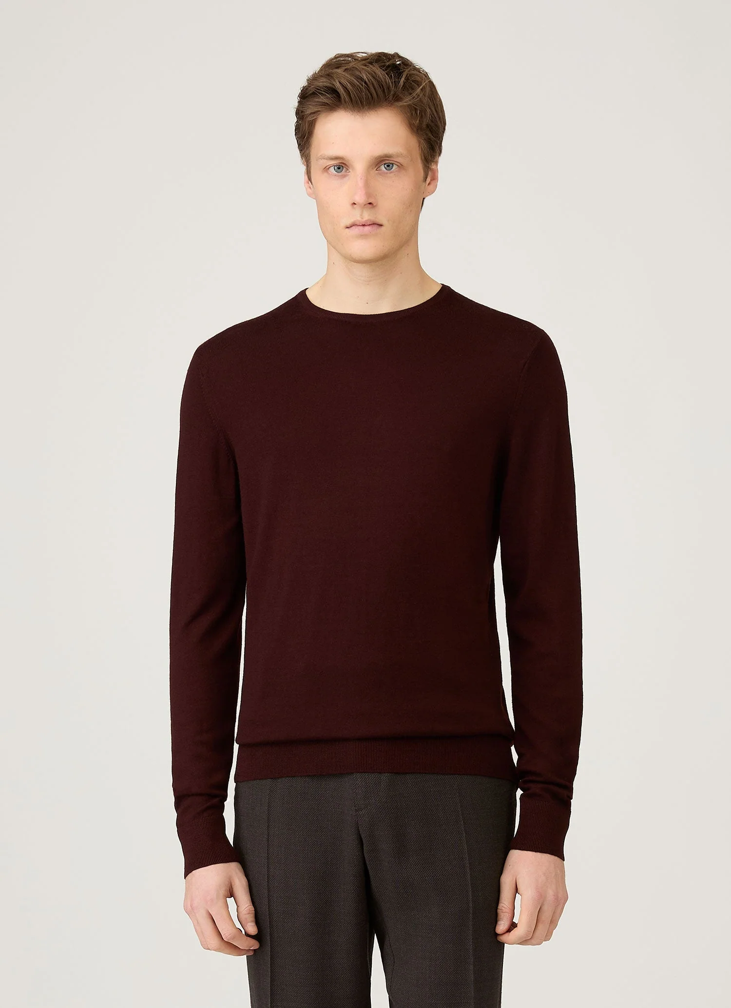 Men's Extra-Fine Merino Crew Neck in Bakelite - Image 2