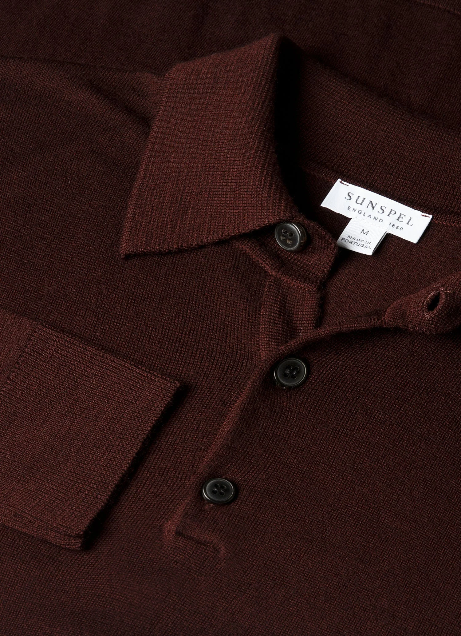 Men's Extra-Fine Merino Knitted Polo Shirt in Bakelite - Image 4