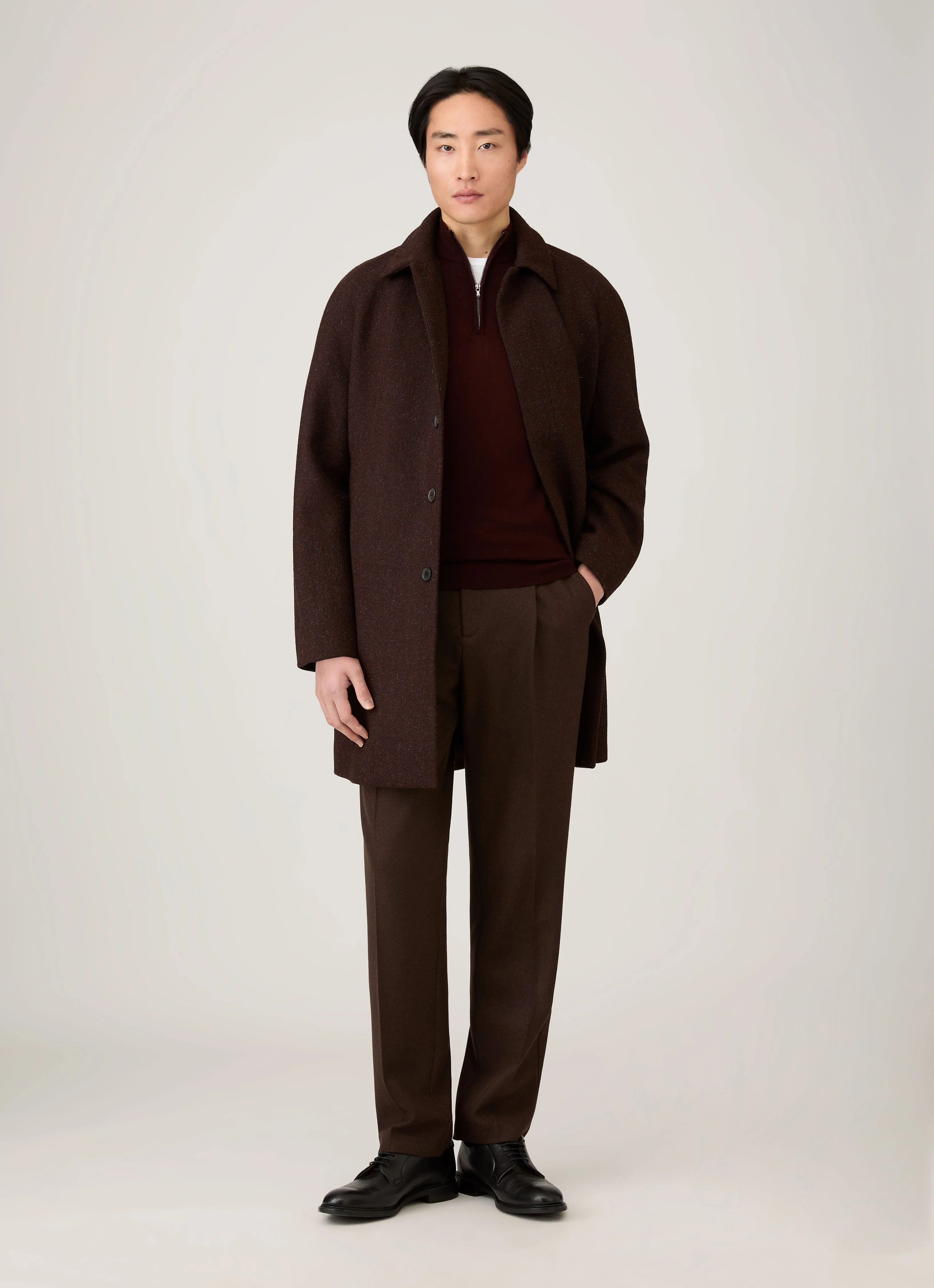 Men's Extra-Fine Merino Zip Neck in Bakelite - Image 3