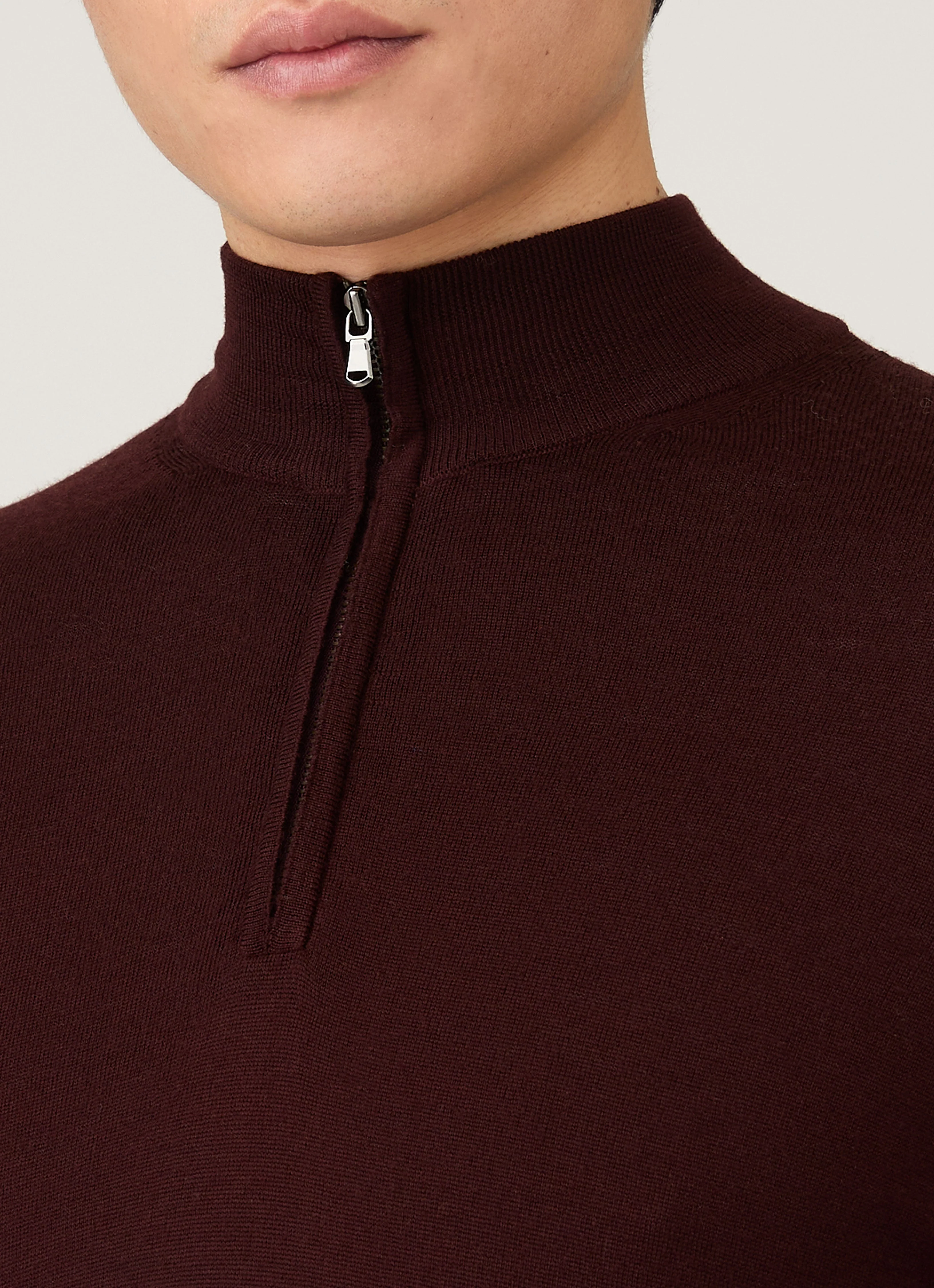 Men's Extra-Fine Merino Zip Neck in Bakelite - Image 6