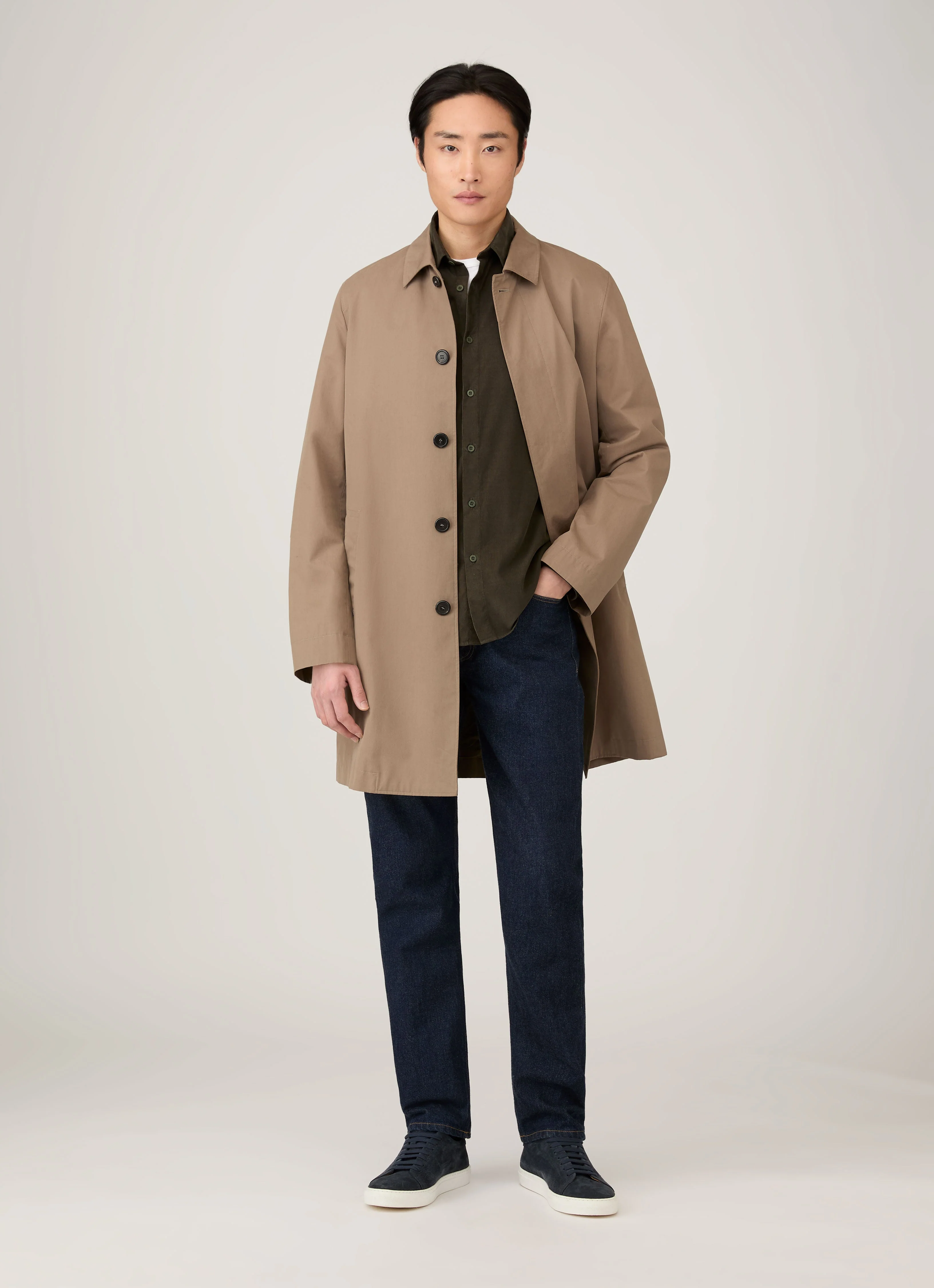 Men's Fine Cord Shirt in Dark Green - Image 3