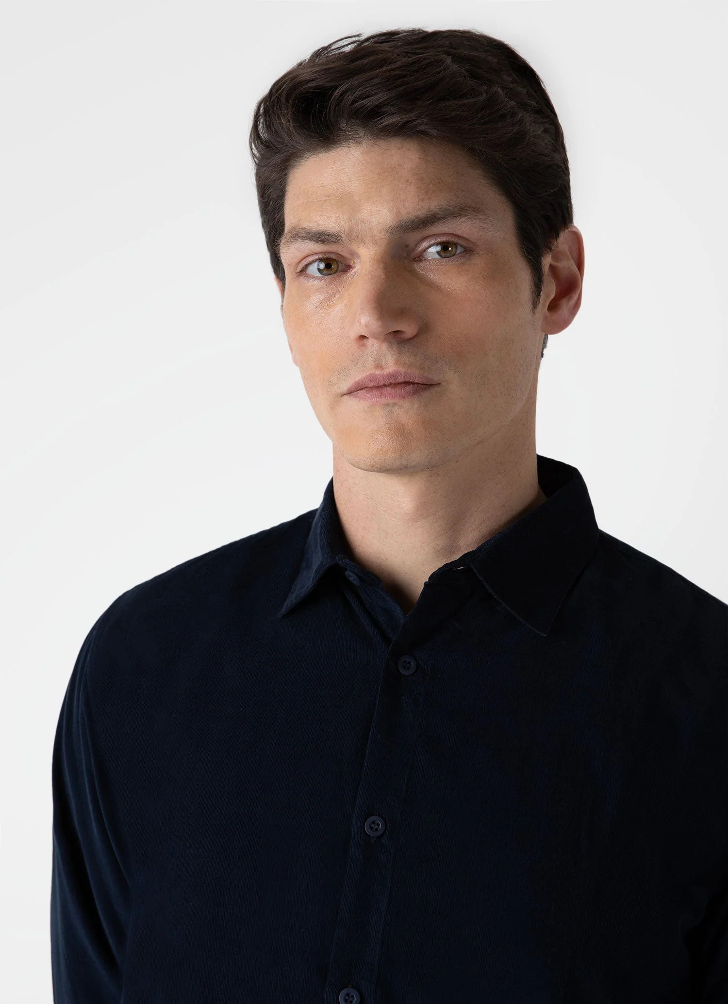Men's Fine Cord Shirt in Navy - Image 6
