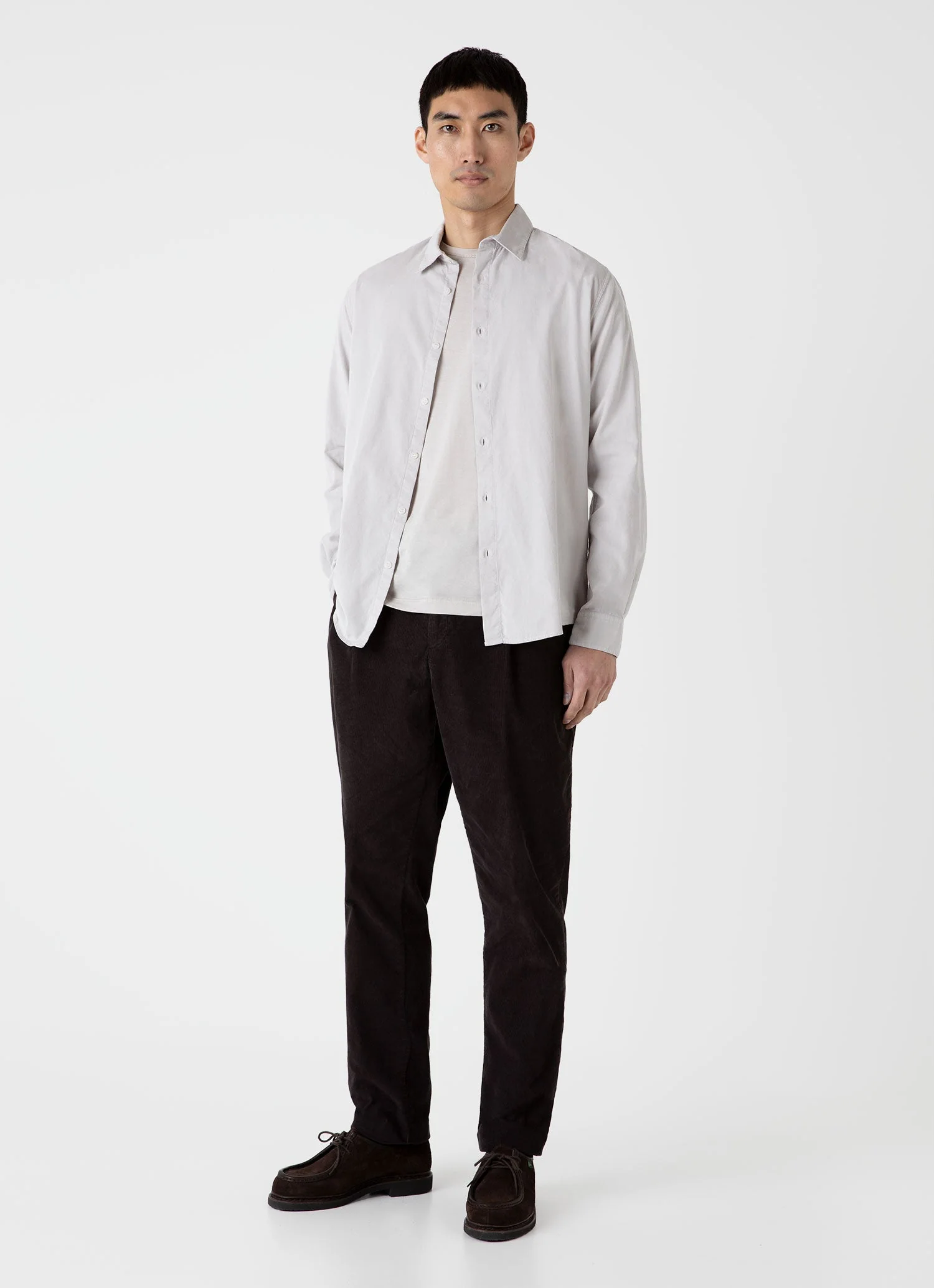 Men's Fine Cord Shirt in Putty - Image 3