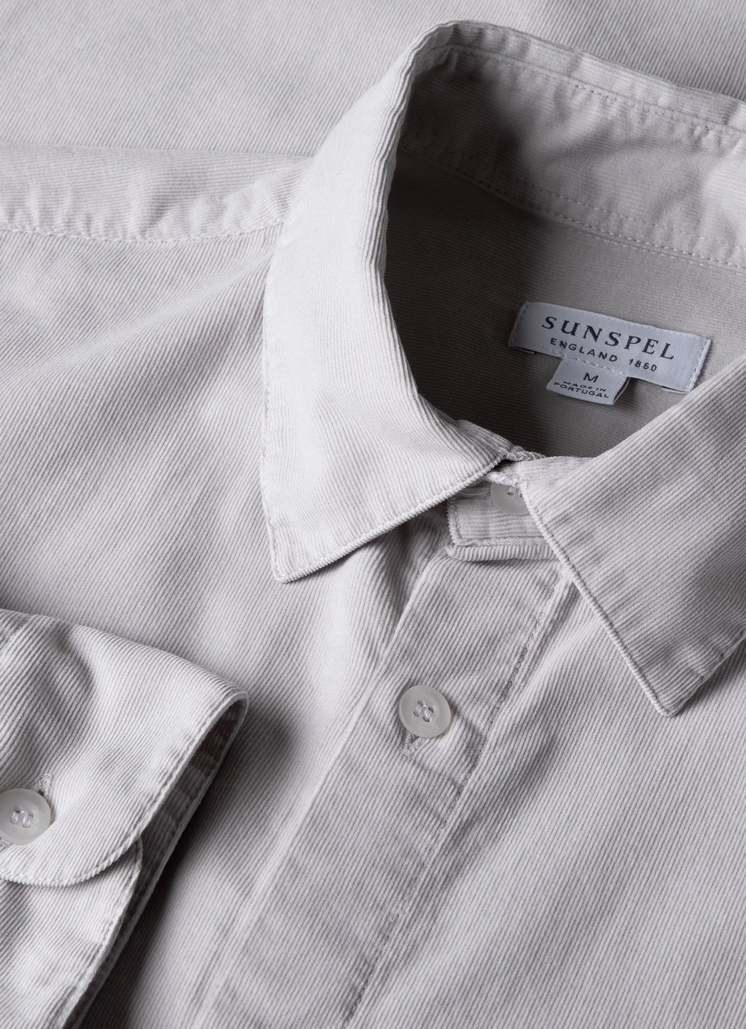 Men's Fine Cord Shirt in Putty - Image 4