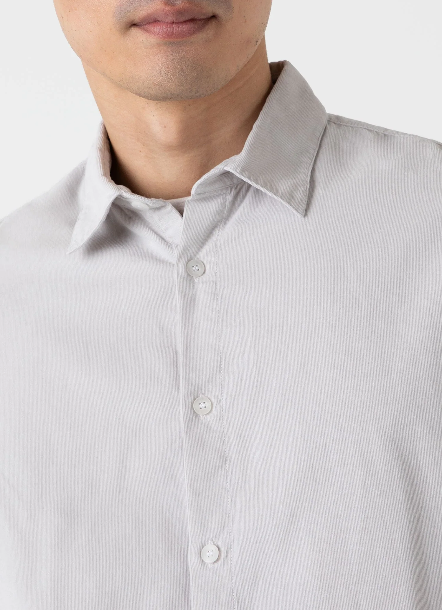 Men's Fine Cord Shirt in Putty - Image 6