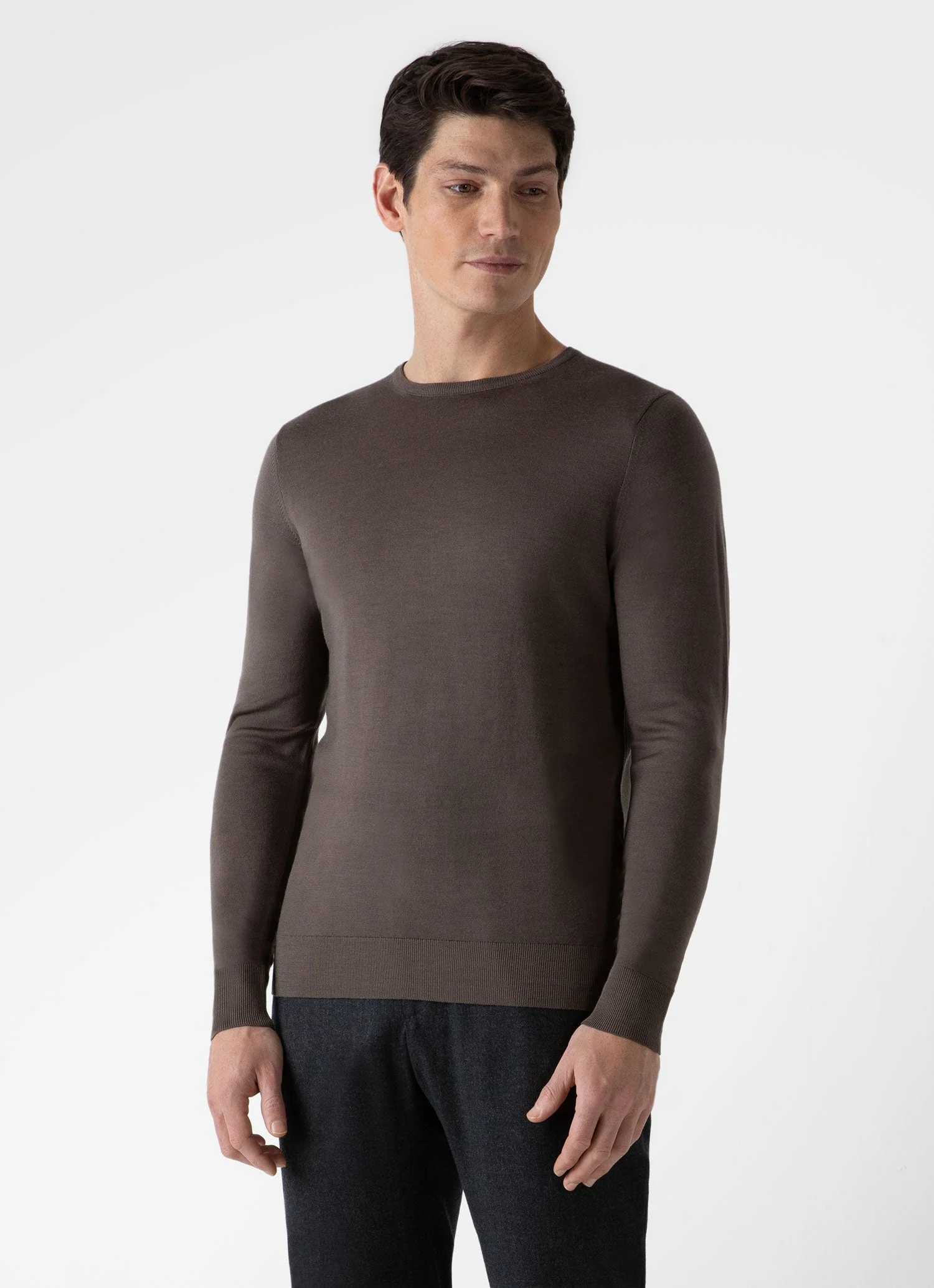 Men's Extra-Fine Merino Crew Neck in Cedar - Image 2