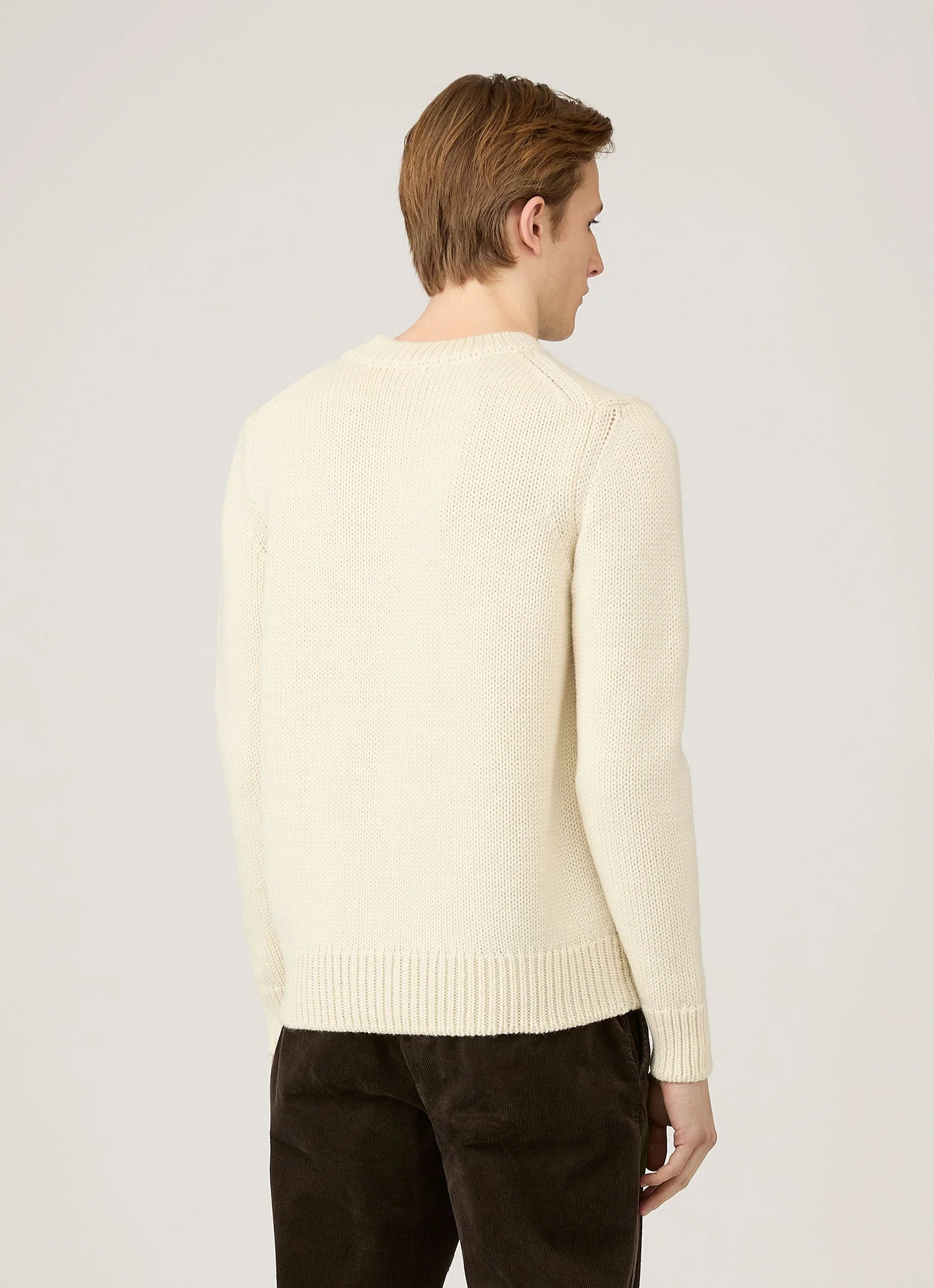 Men's Fisherman Jumper in Ecru - Image 5