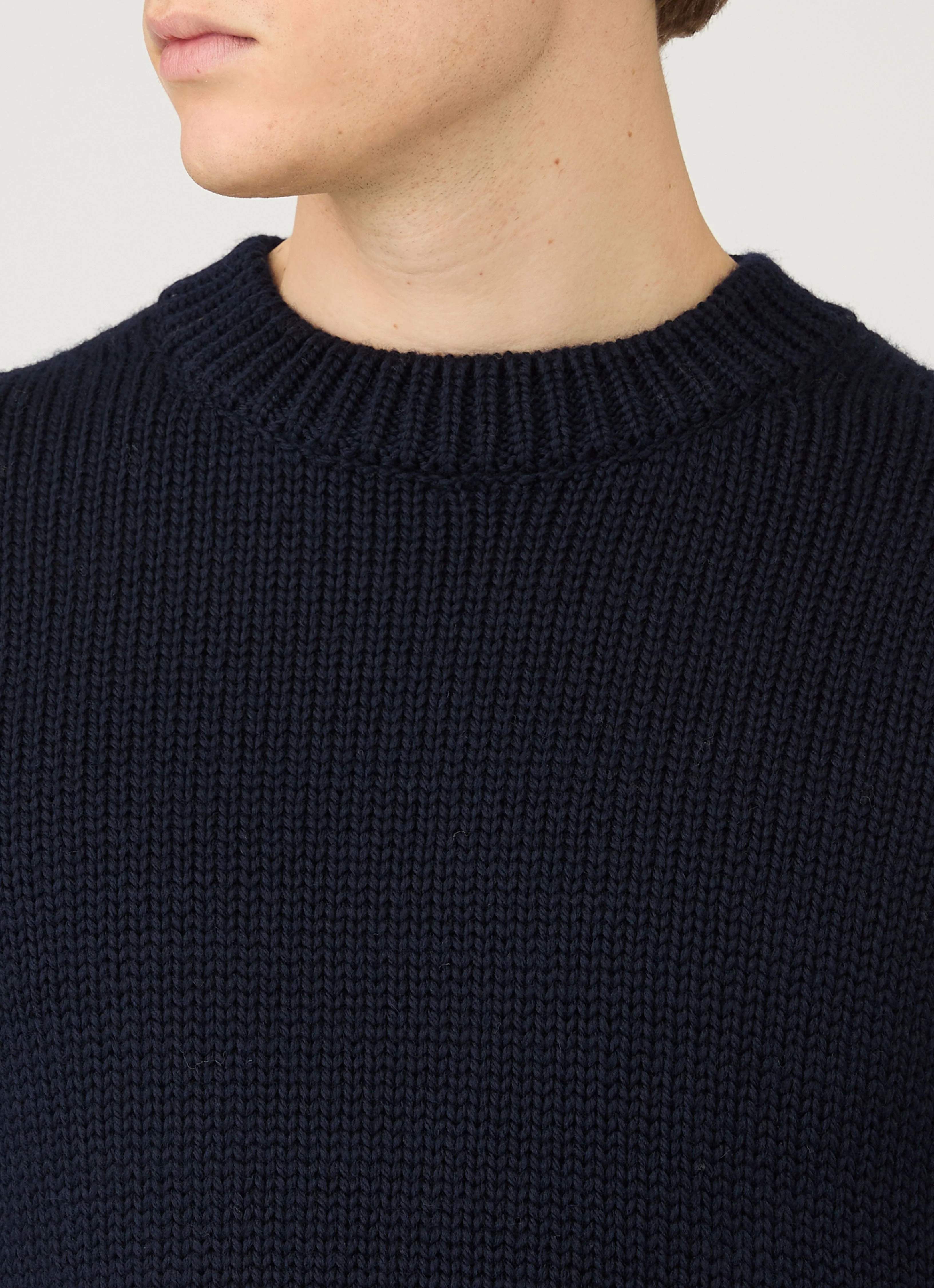 Men's Fisherman Jumper in Navy - Image 6