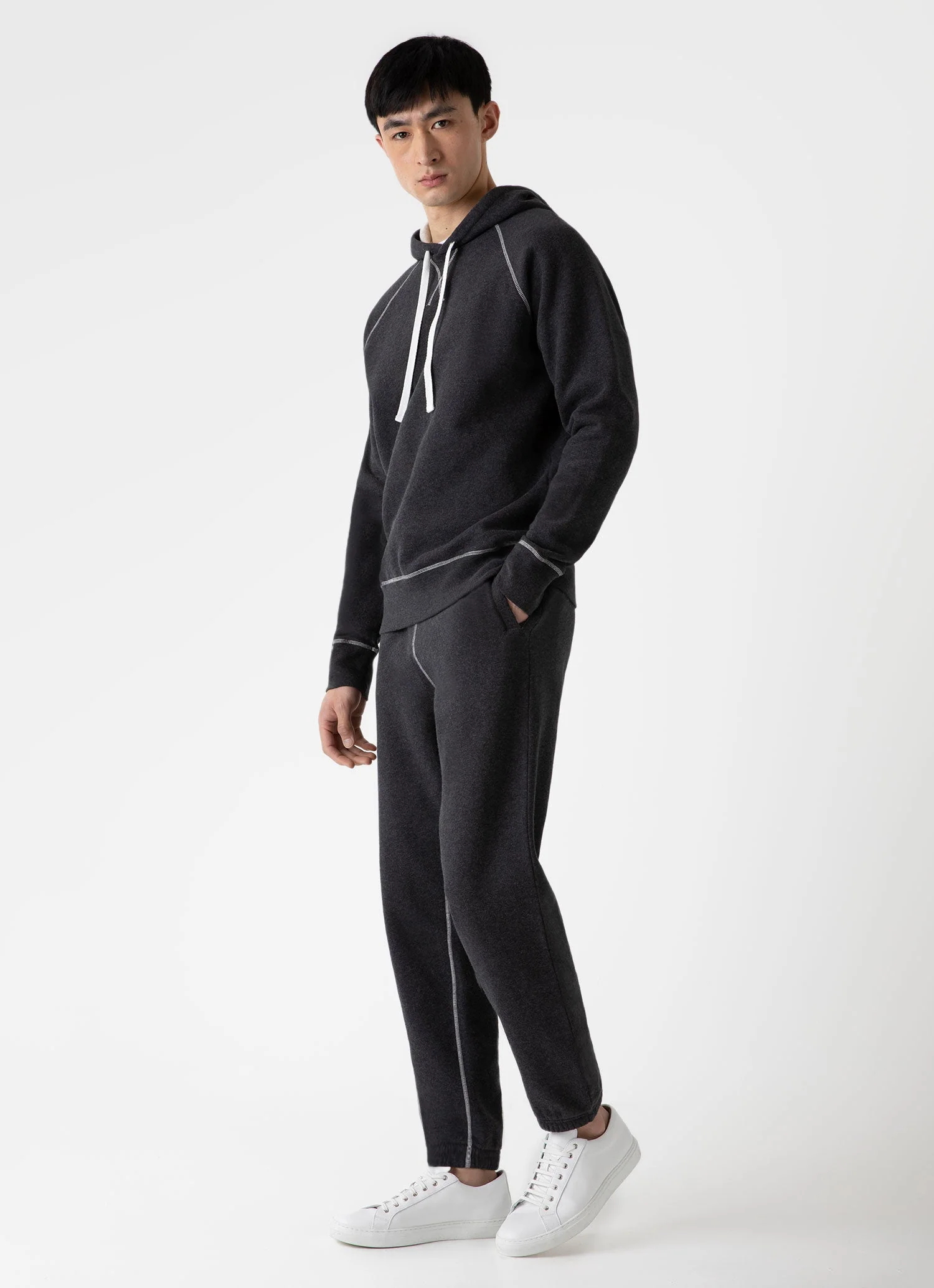 Men's Fleeceback Sweatpants in Charcoal Melange - Image 2