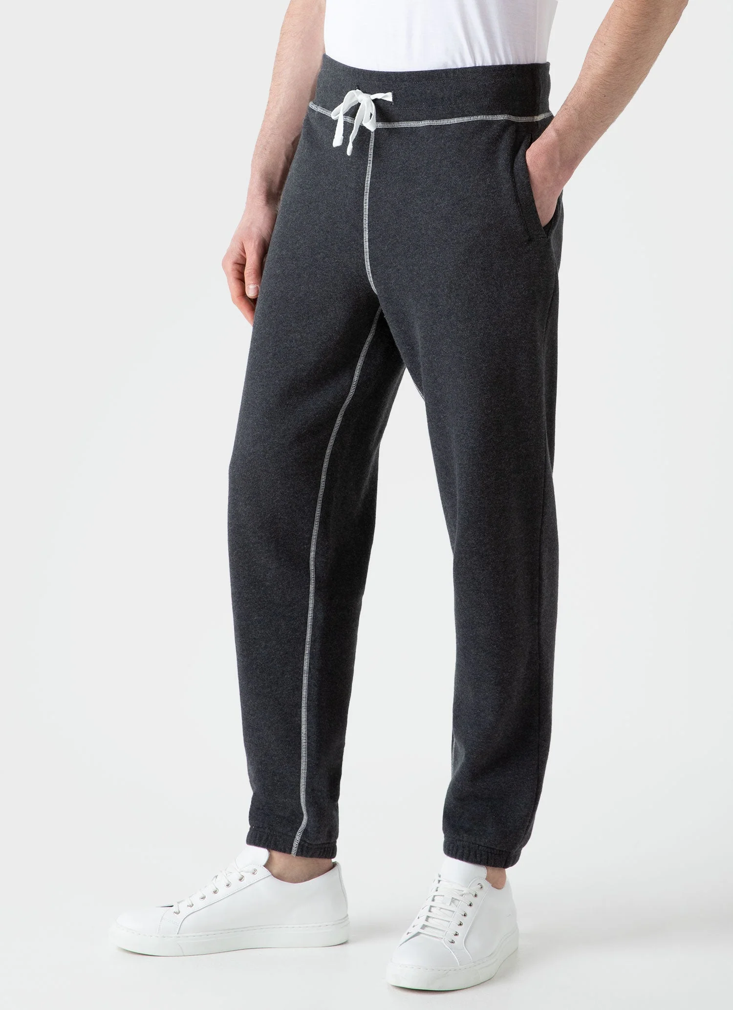 Men's Fleeceback Sweatpants in Charcoal Melange - Image 3