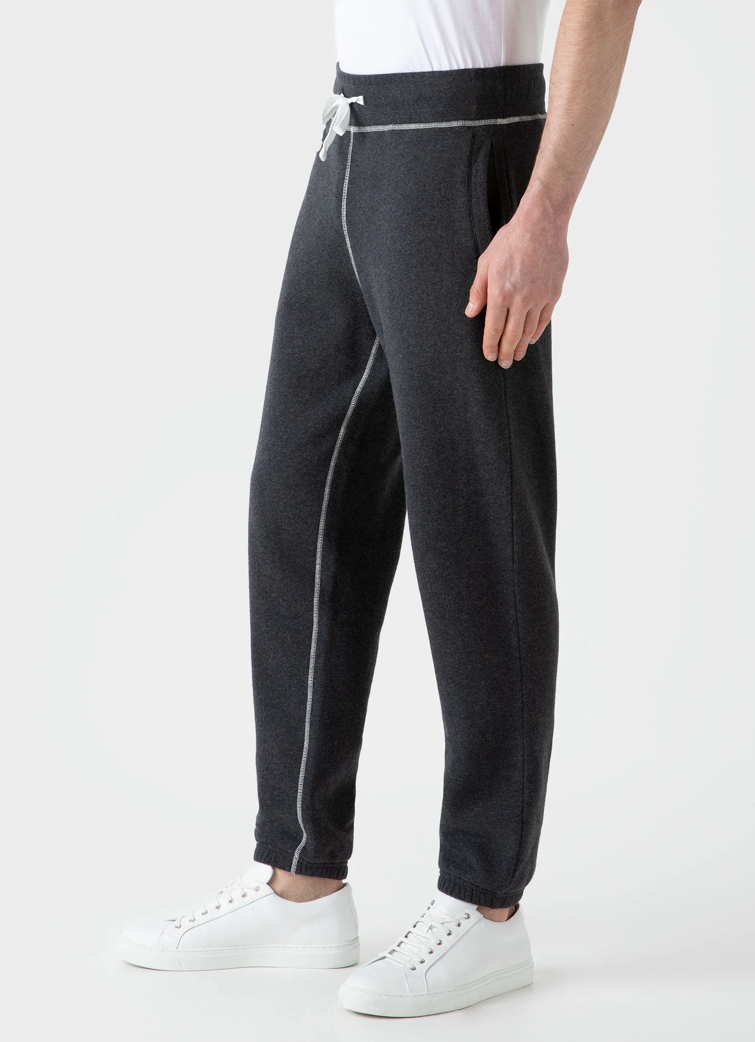 Men's Fleeceback Sweatpants in Charcoal Melange - Image 6