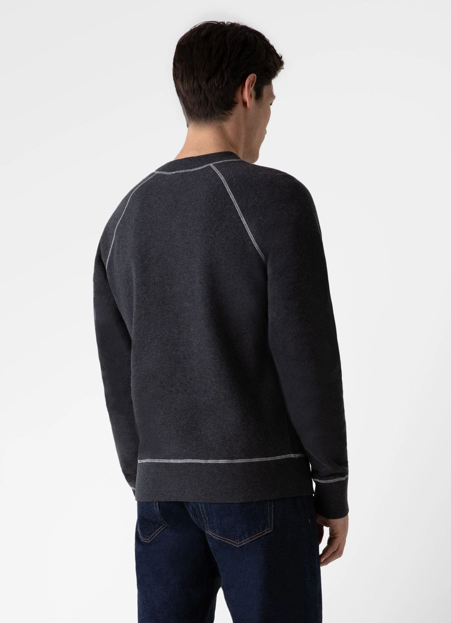 Men's Fleeceback Sweatshirt in Charcoal Melange - Image 5