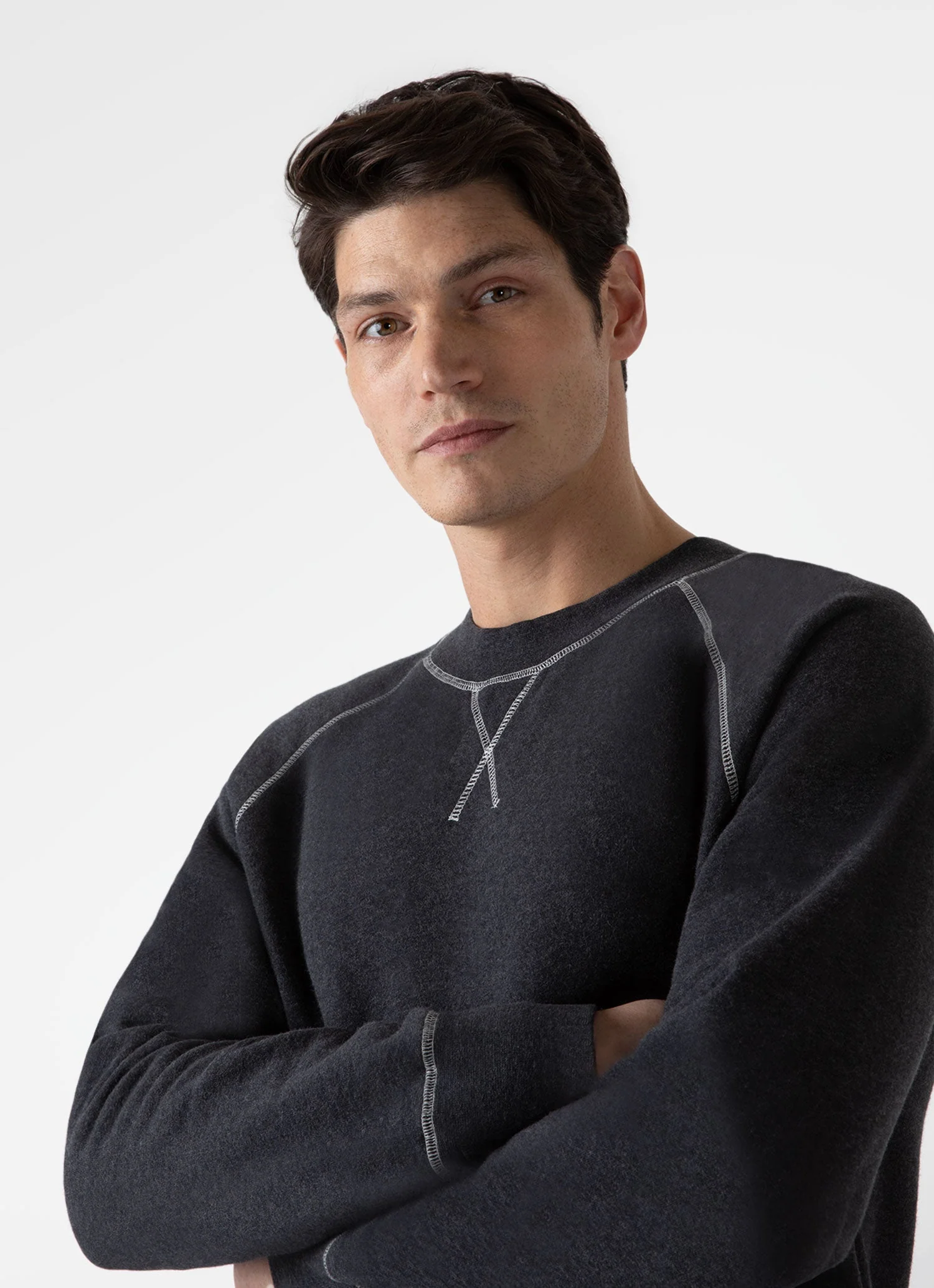 Men's Fleeceback Sweatshirt in Charcoal Melange - Image 6