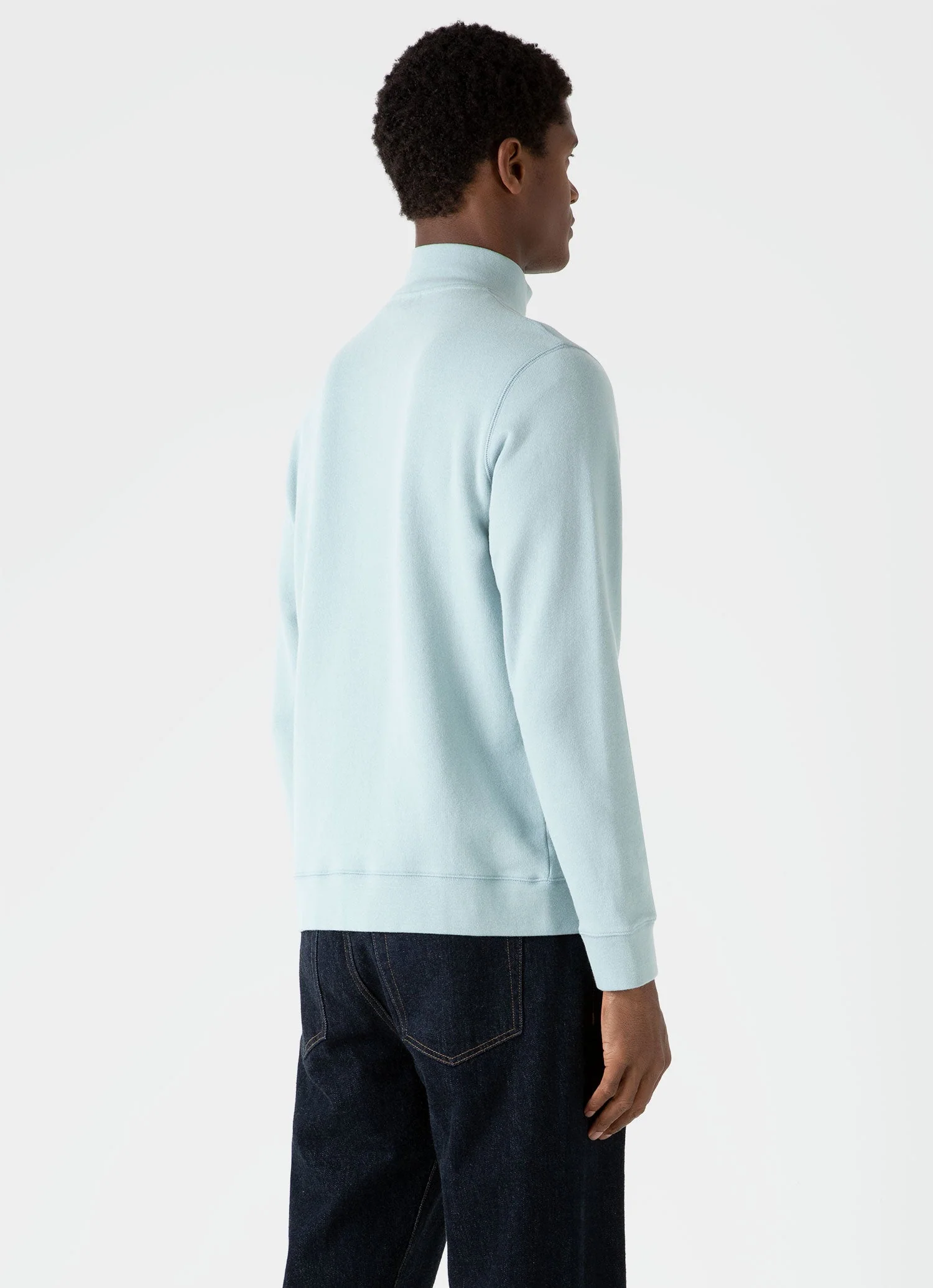 Men's Half Zip Loopback Sweatshirt in Blue Sage - Image 4