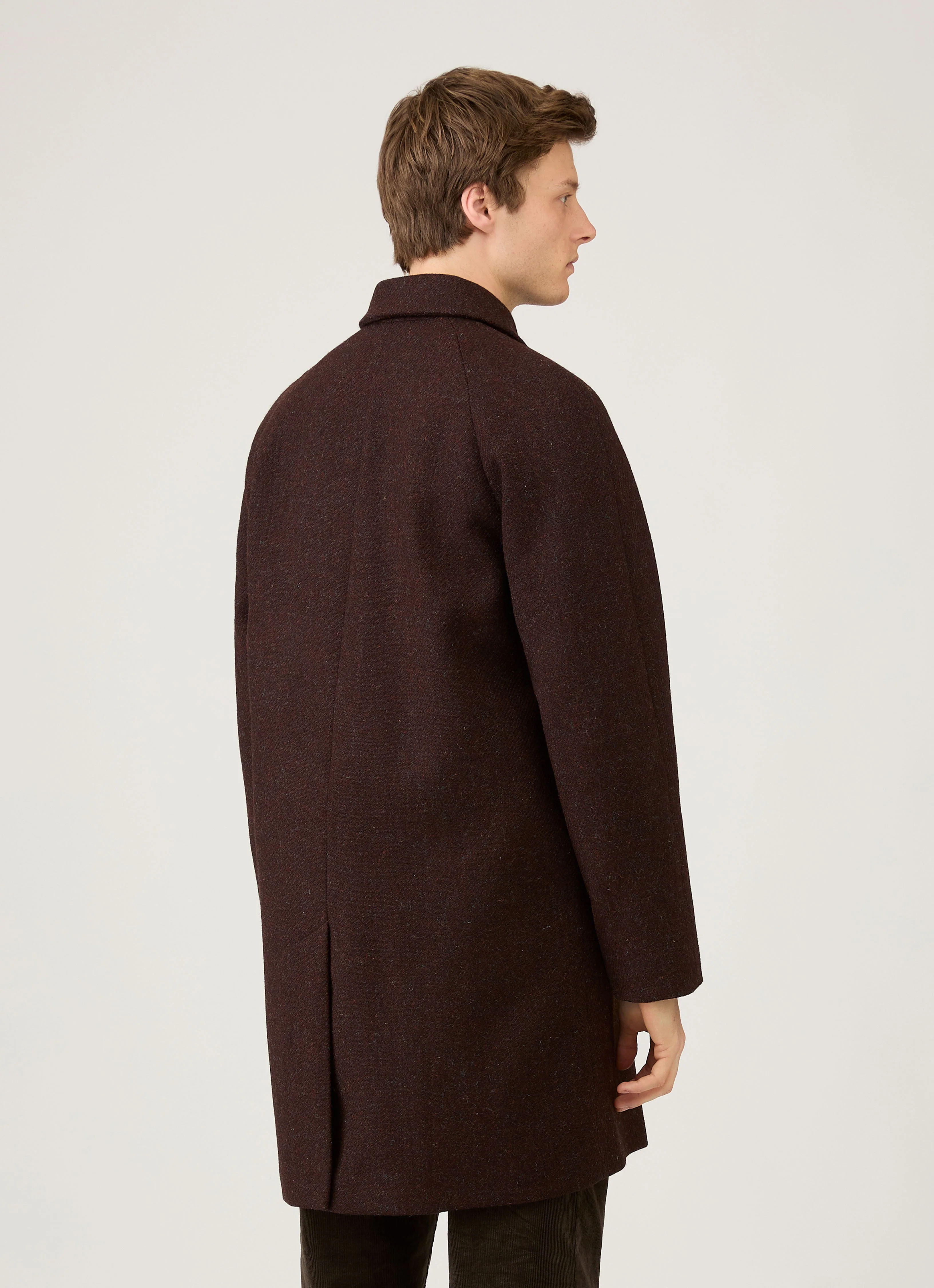 Men's Harris Tweed Car Coat in Truffle - Image 5