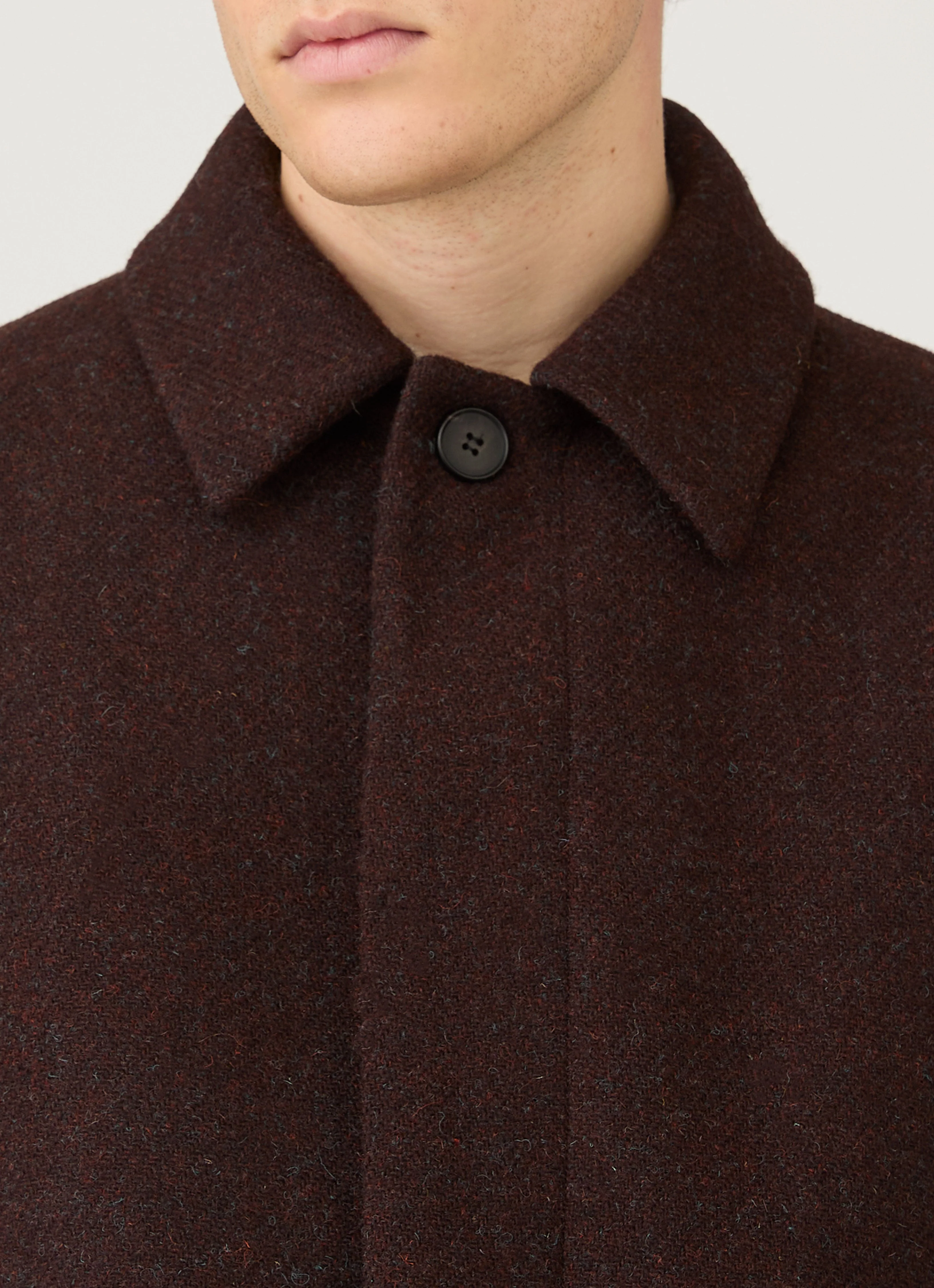 Men's Harris Tweed Car Coat in Truffle - Image 6