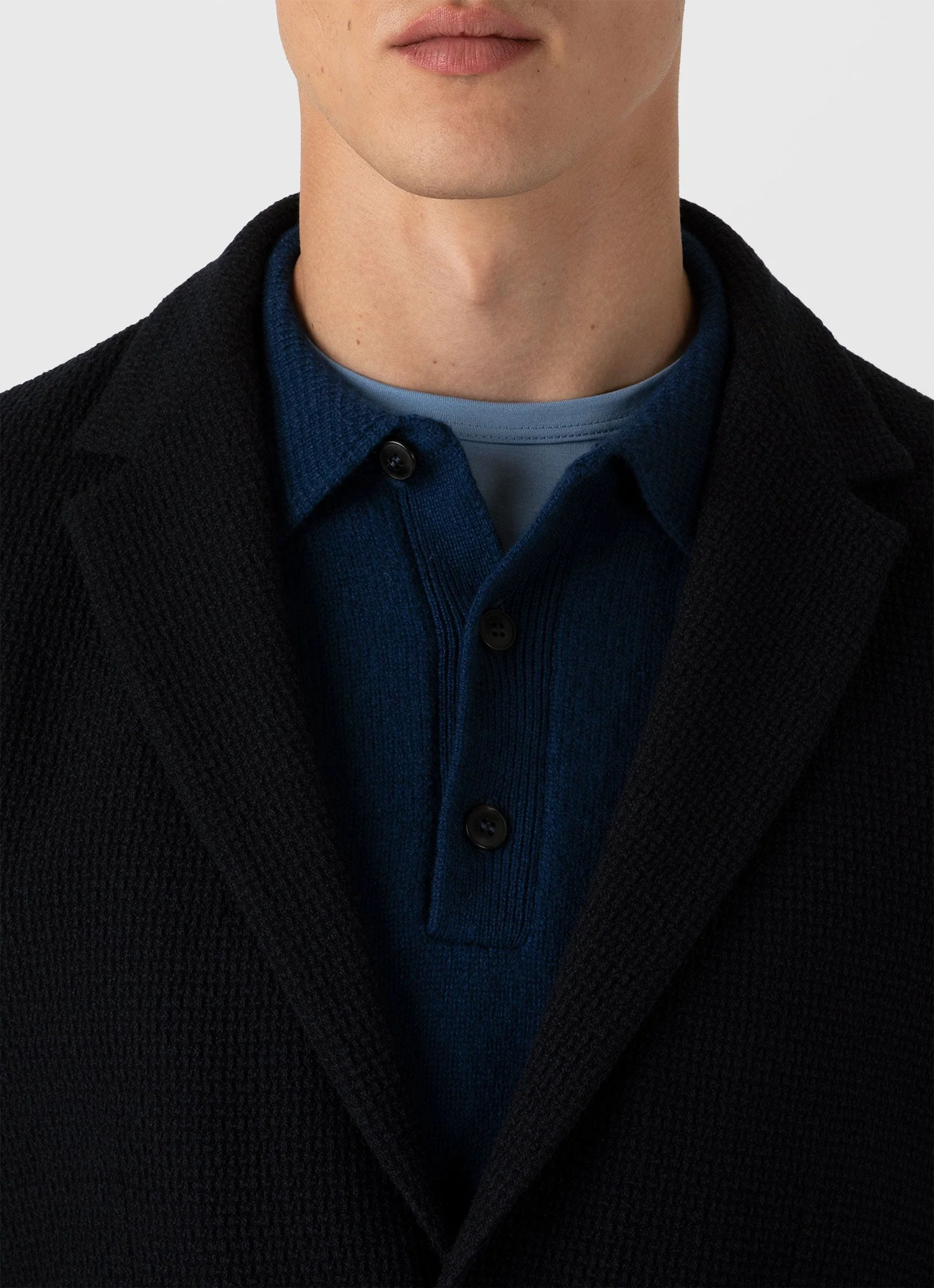 Men's Heavy Wool Jersey Blazer in Navy - Image 6