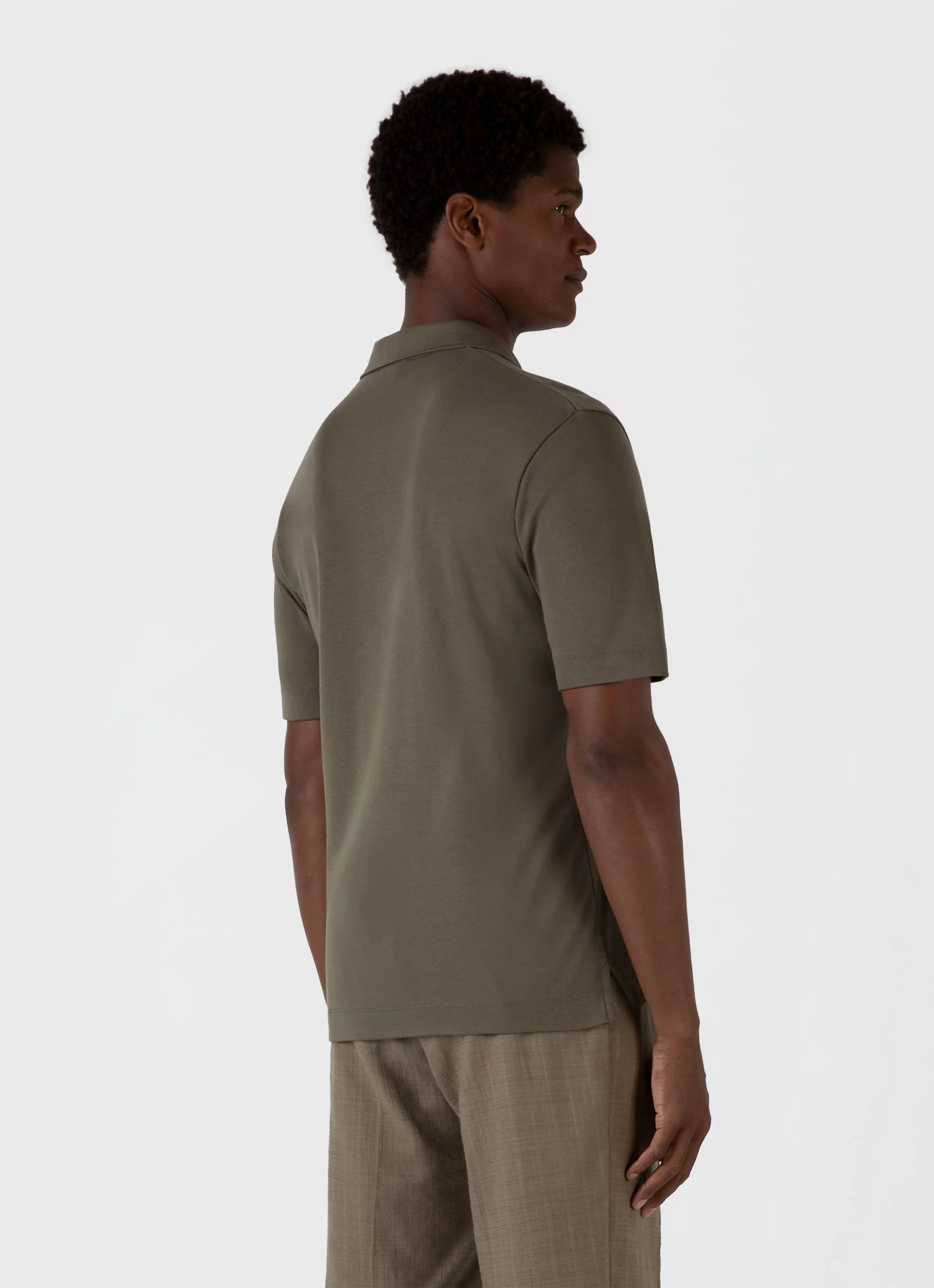 Men's Heavyweight Polo Shirt in Khaki - Image 5