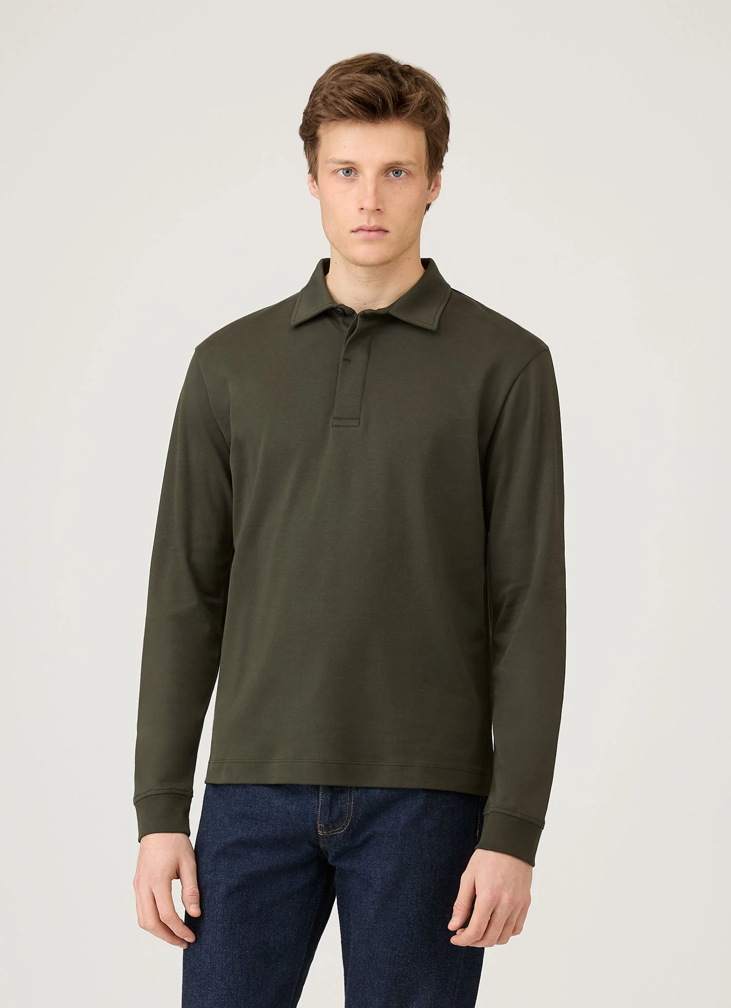 Men's Heavyweight Rugby Polo Shirt in Dark Green - Image 2