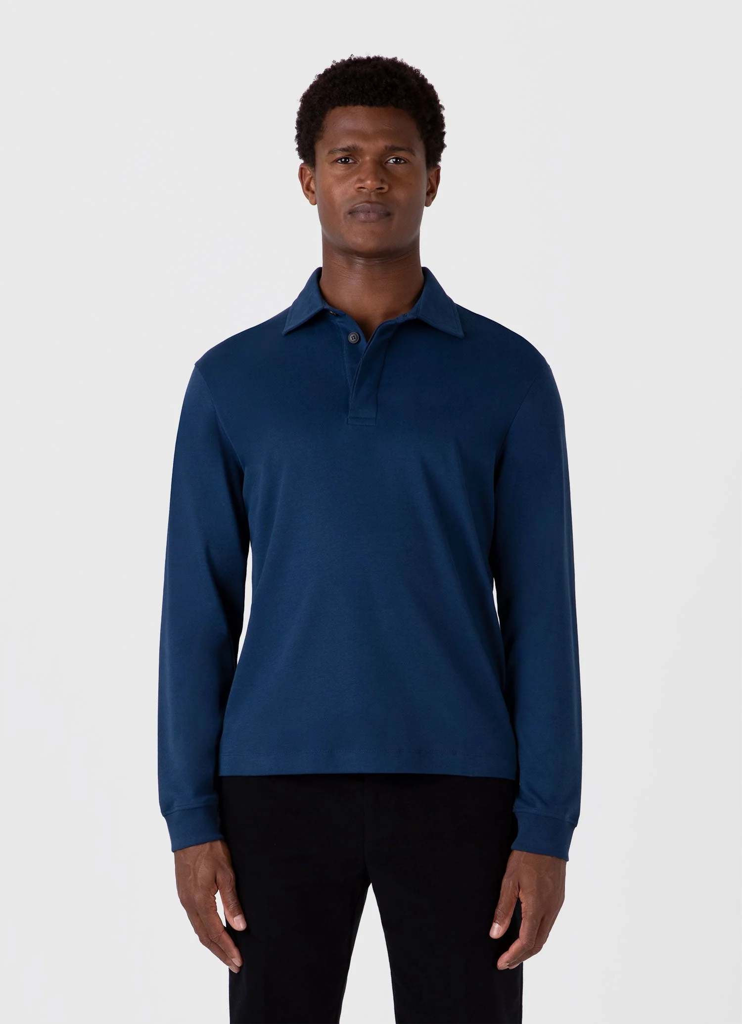 Men's Heavyweight Rugby Polo Shirt in Naval Blue - Image 2