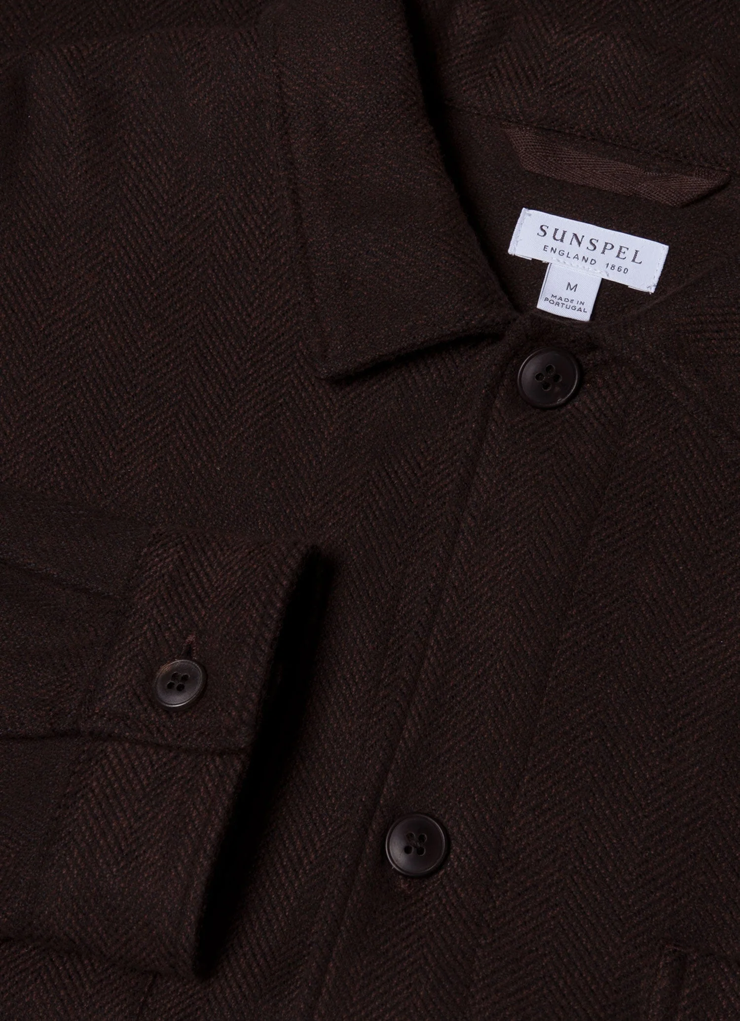 Men's Herringbone Overshirt in Cocoa Brown - Image 4