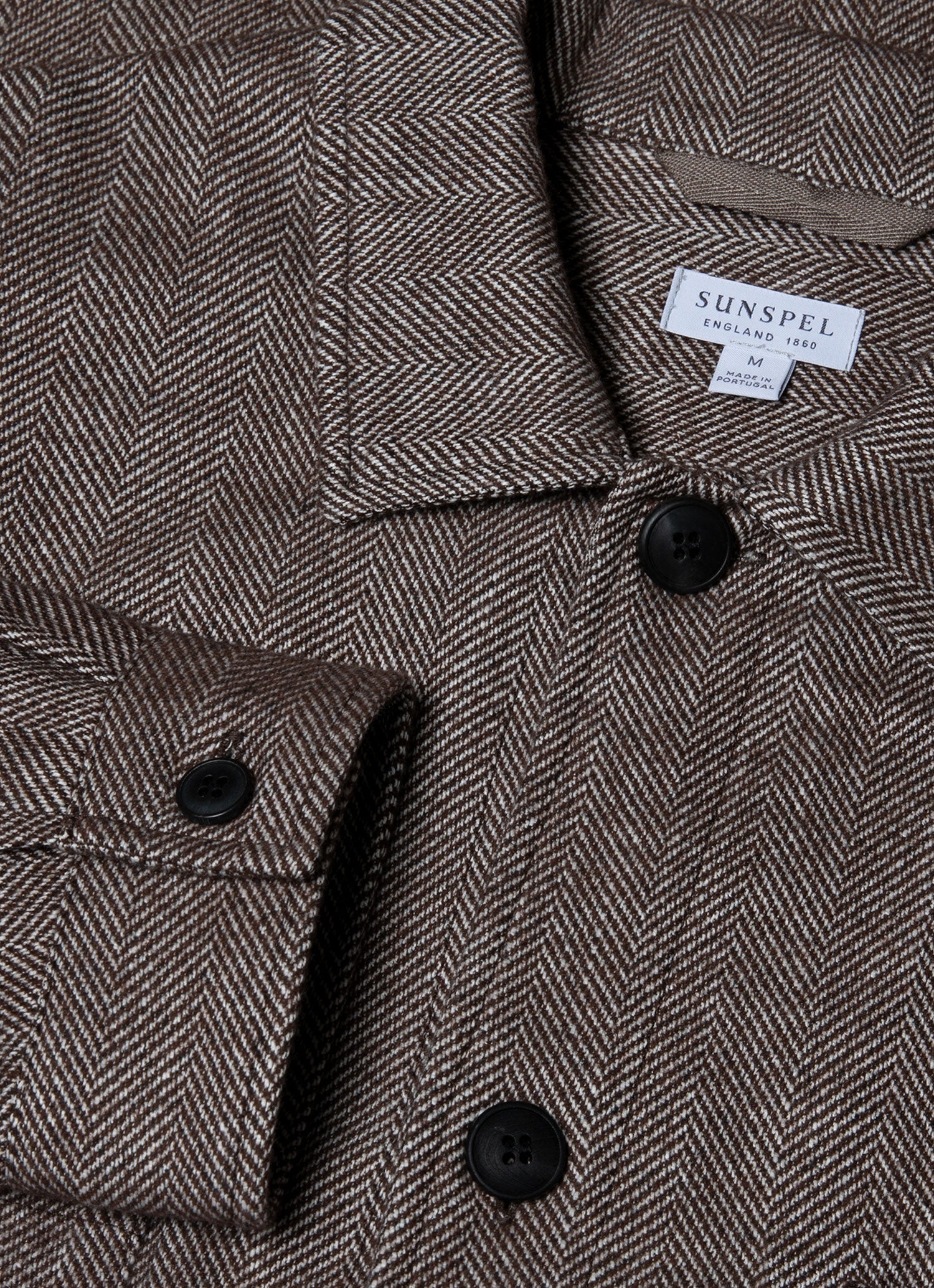 Men's Herringbone Overshirt in Light Brown - Image 4