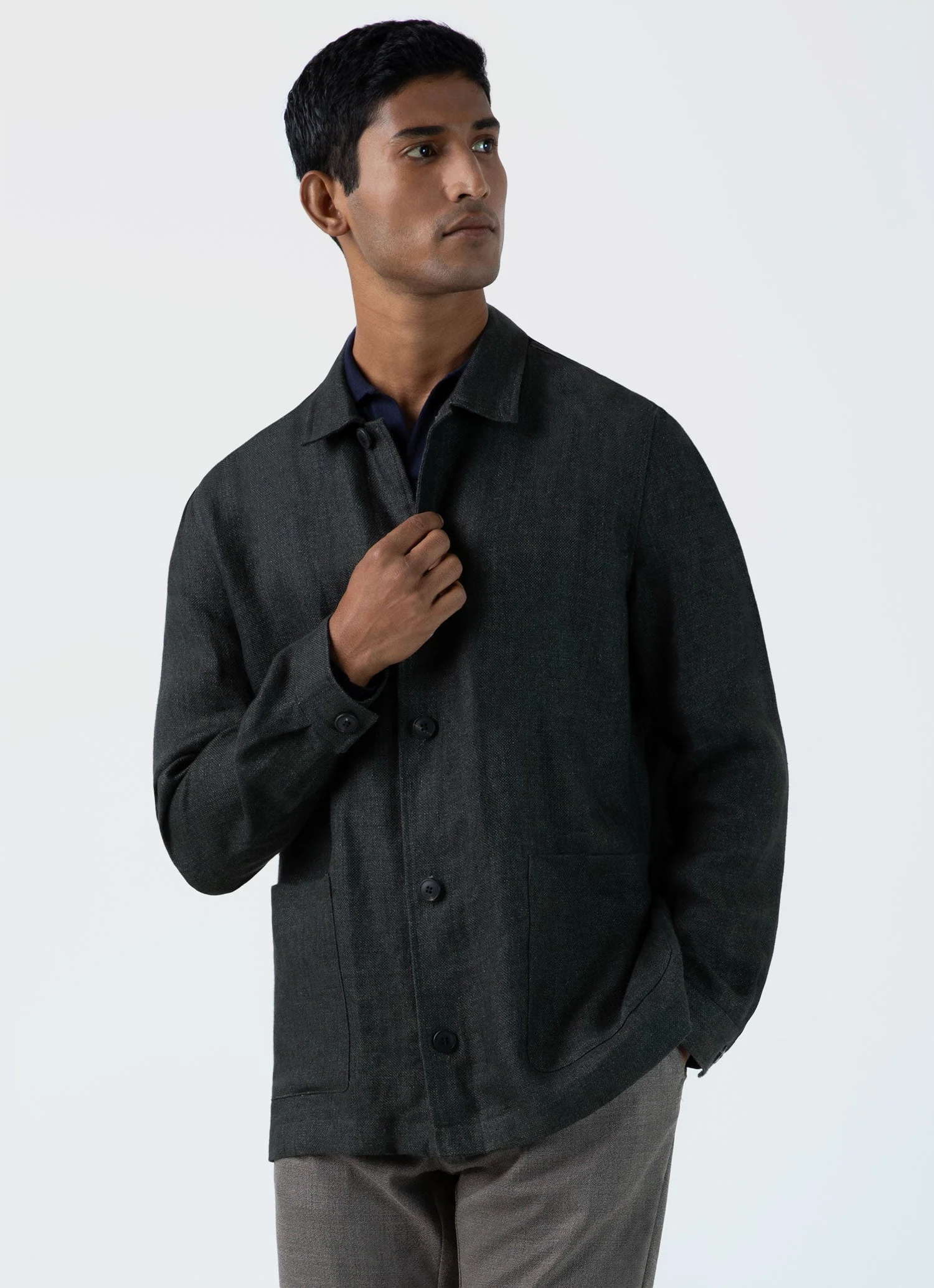 Men's Hopsack Twin Pocket Jacket in Khaki - Image 2