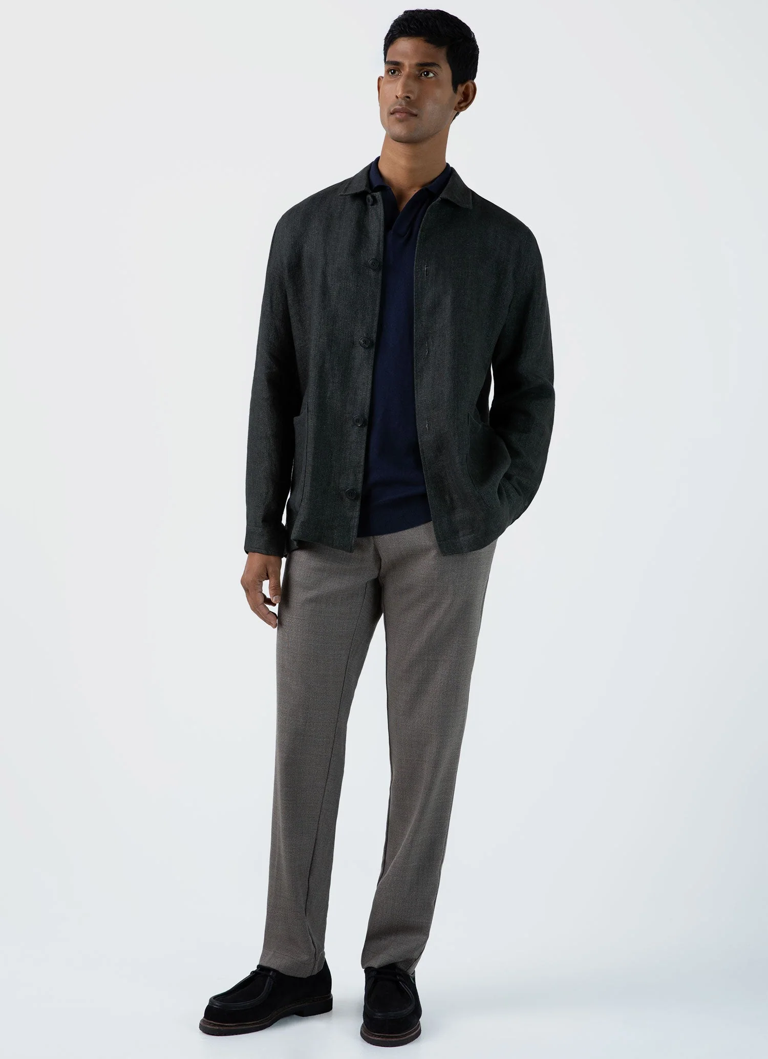 Men's Hopsack Twin Pocket Jacket in Khaki - Image 3