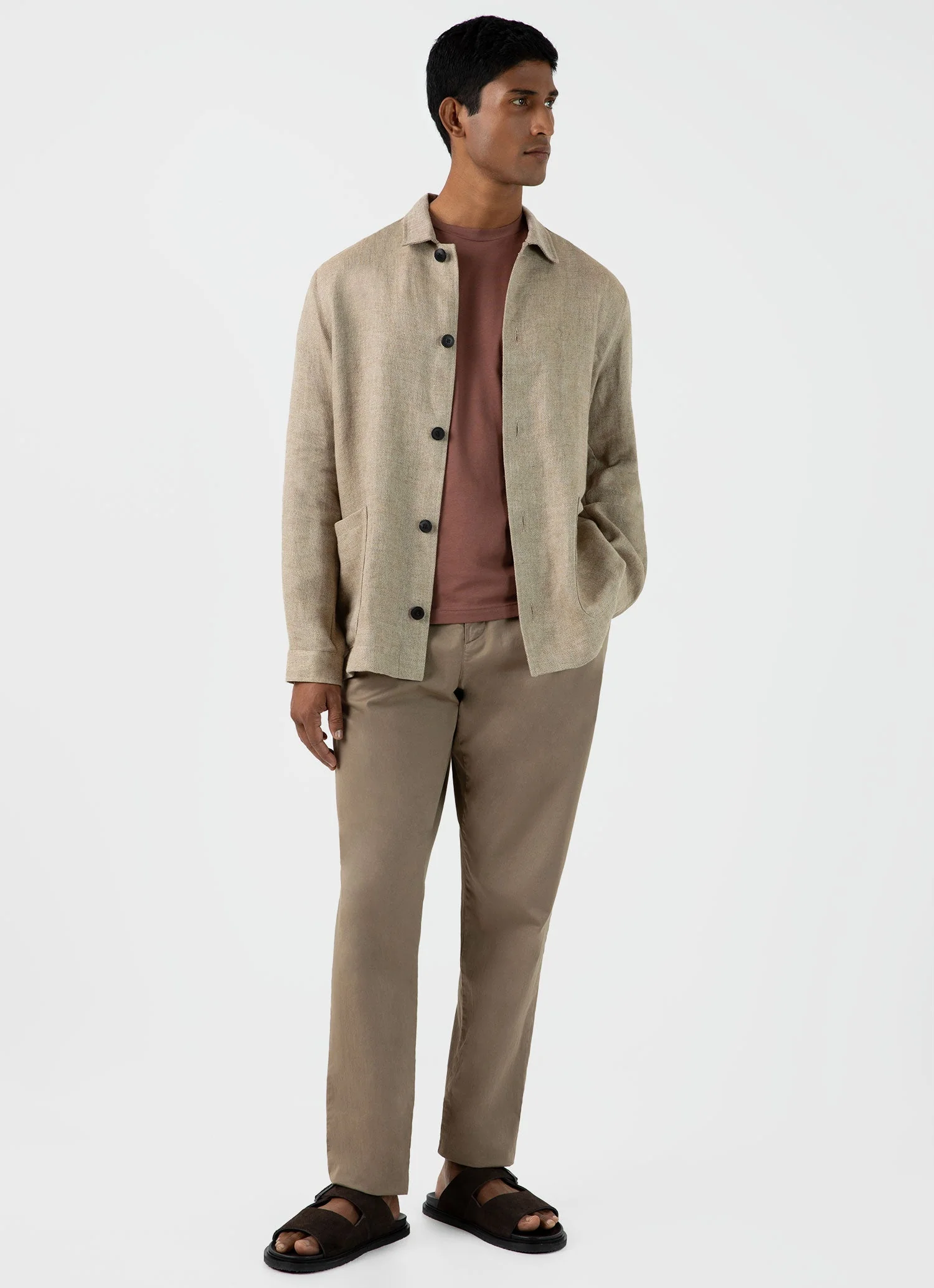 Men's Hopsack Twin Pocket Jacket in Light Stone - Image 3