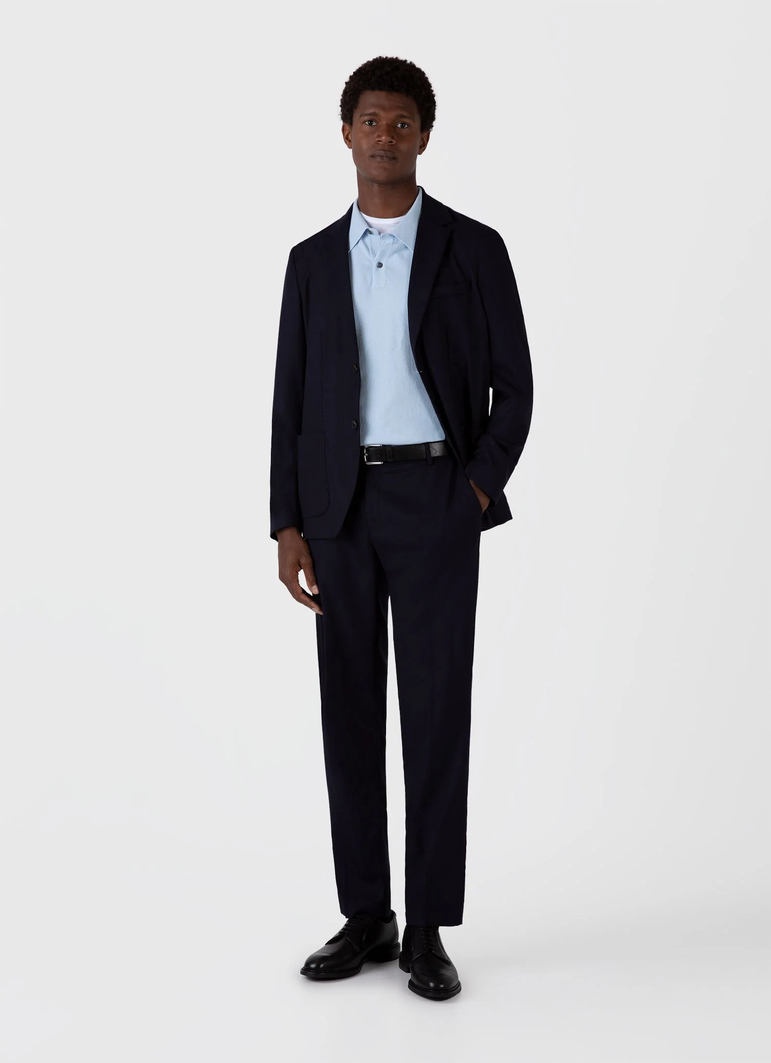 Men's Ice Cotton Polo Shirt in Blue Mist - Image 3