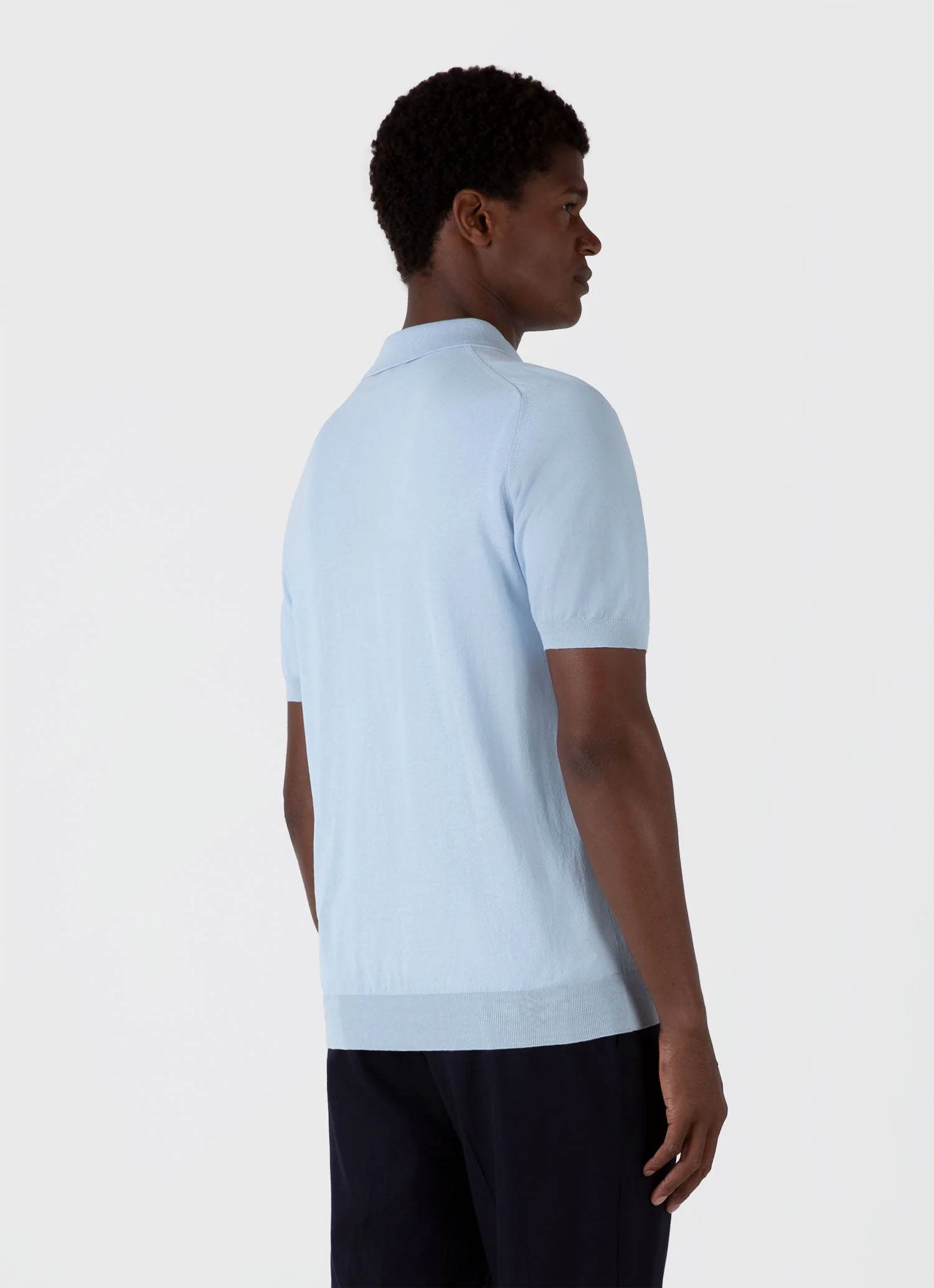 Men's Ice Cotton Polo Shirt in Blue Mist - Image 5