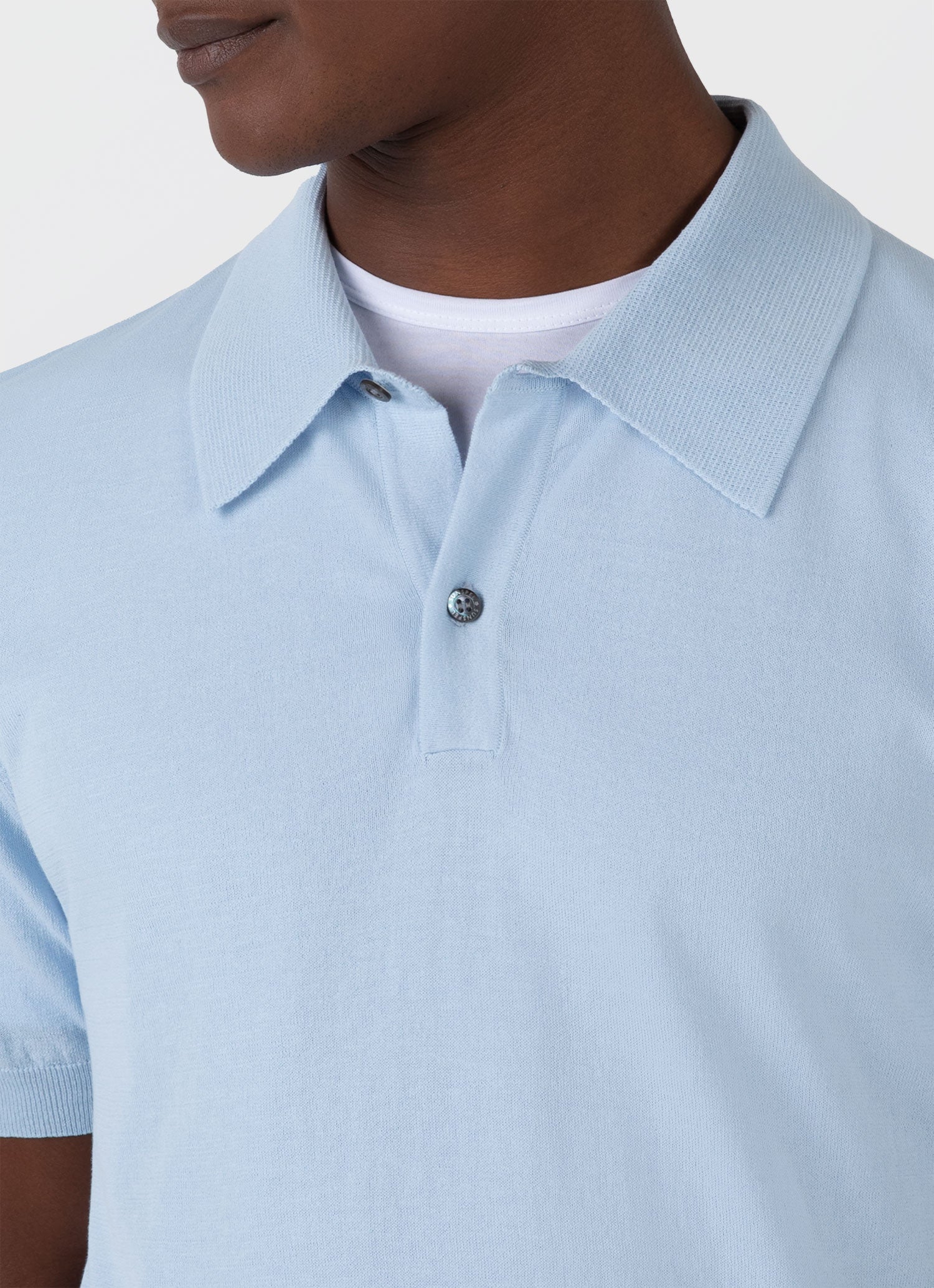 Men's Ice Cotton Polo Shirt in Blue Mist - Image 6