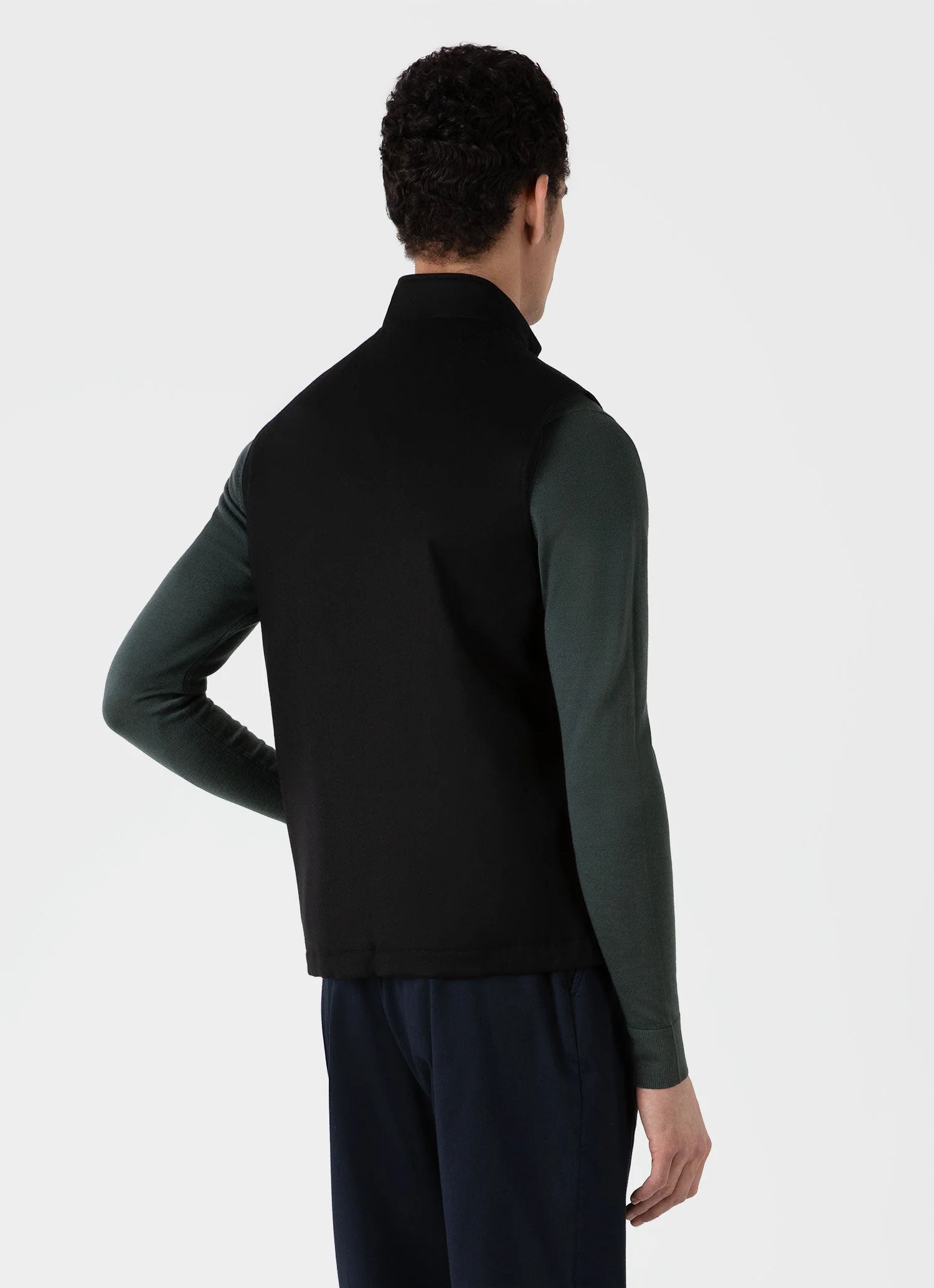 Men's Insulated Wool Gilet in Black - Image 5