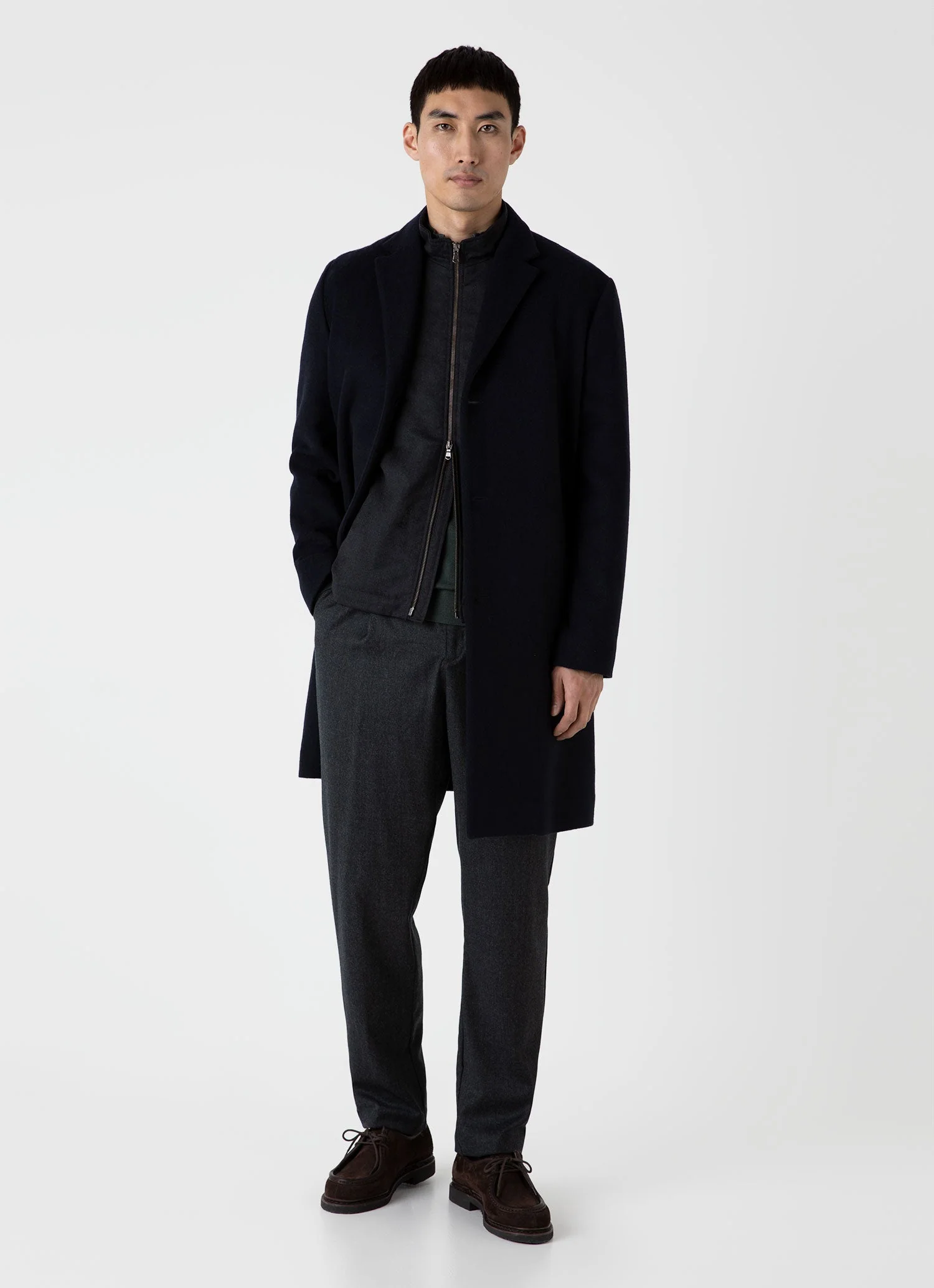 Men's Insulated Wool Gilet in Charcoal Melange - Image 3