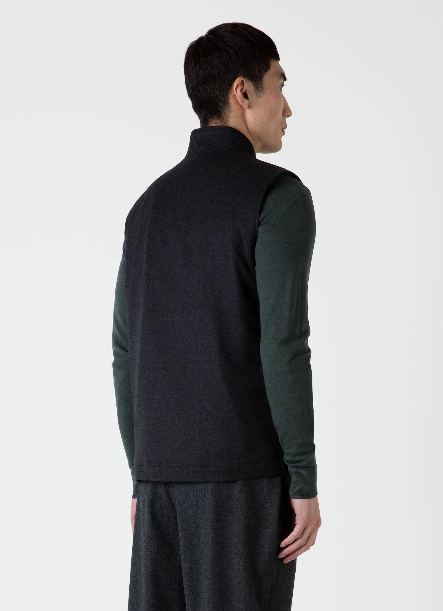 Men's Insulated Wool Gilet in Charcoal Melange - Image 5