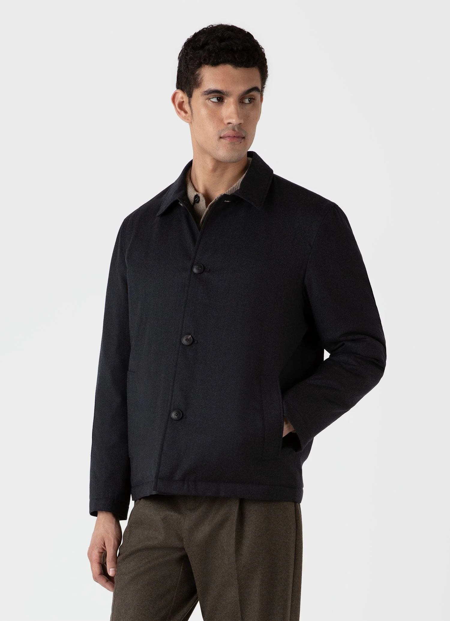Men's Insulated Wool Jacket in Charcoal Melange - Image 2