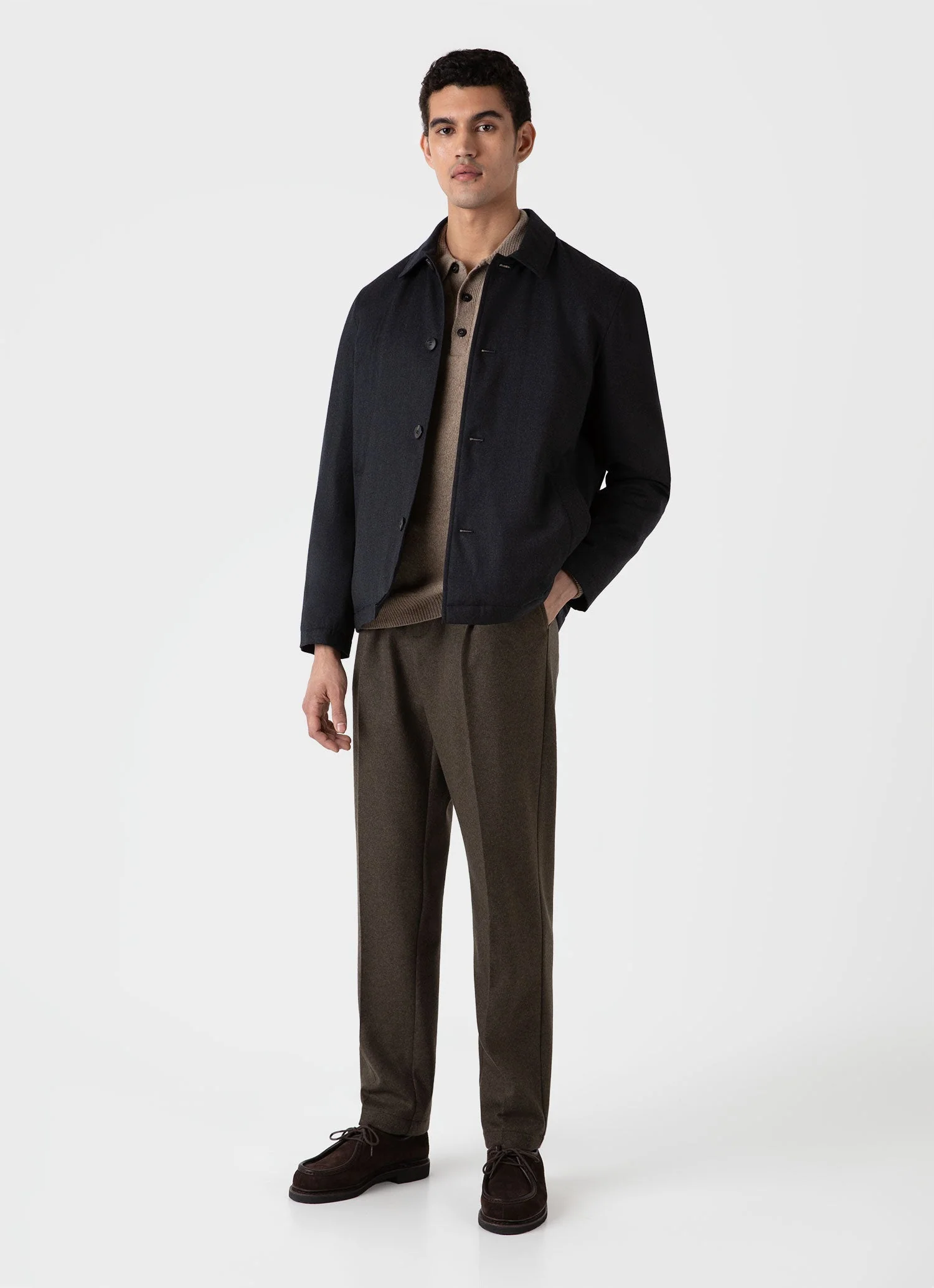 Men's Insulated Wool Jacket in Charcoal Melange - Image 3