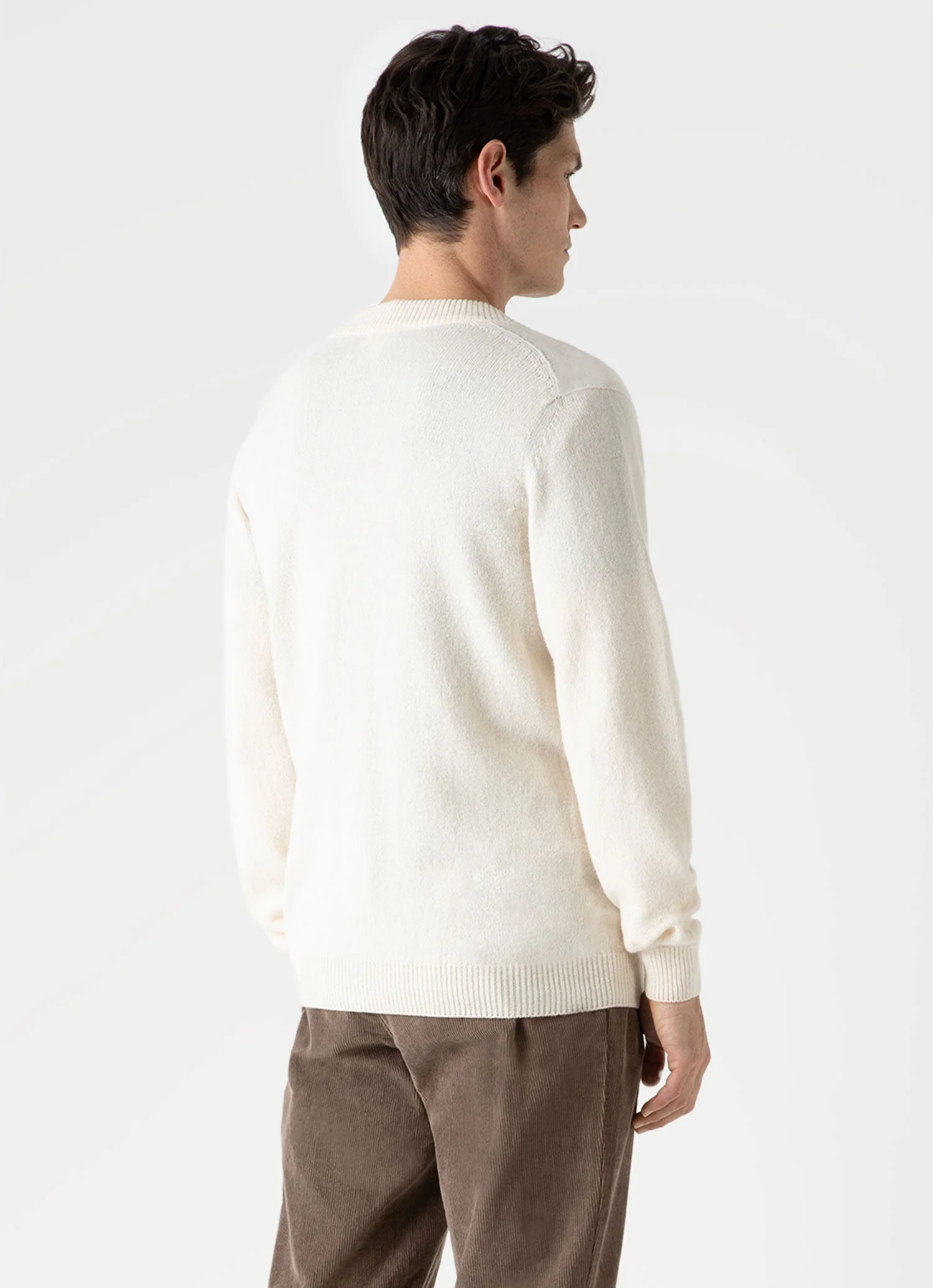 Men's Lambswool Cardigan in Ecru - Image 5