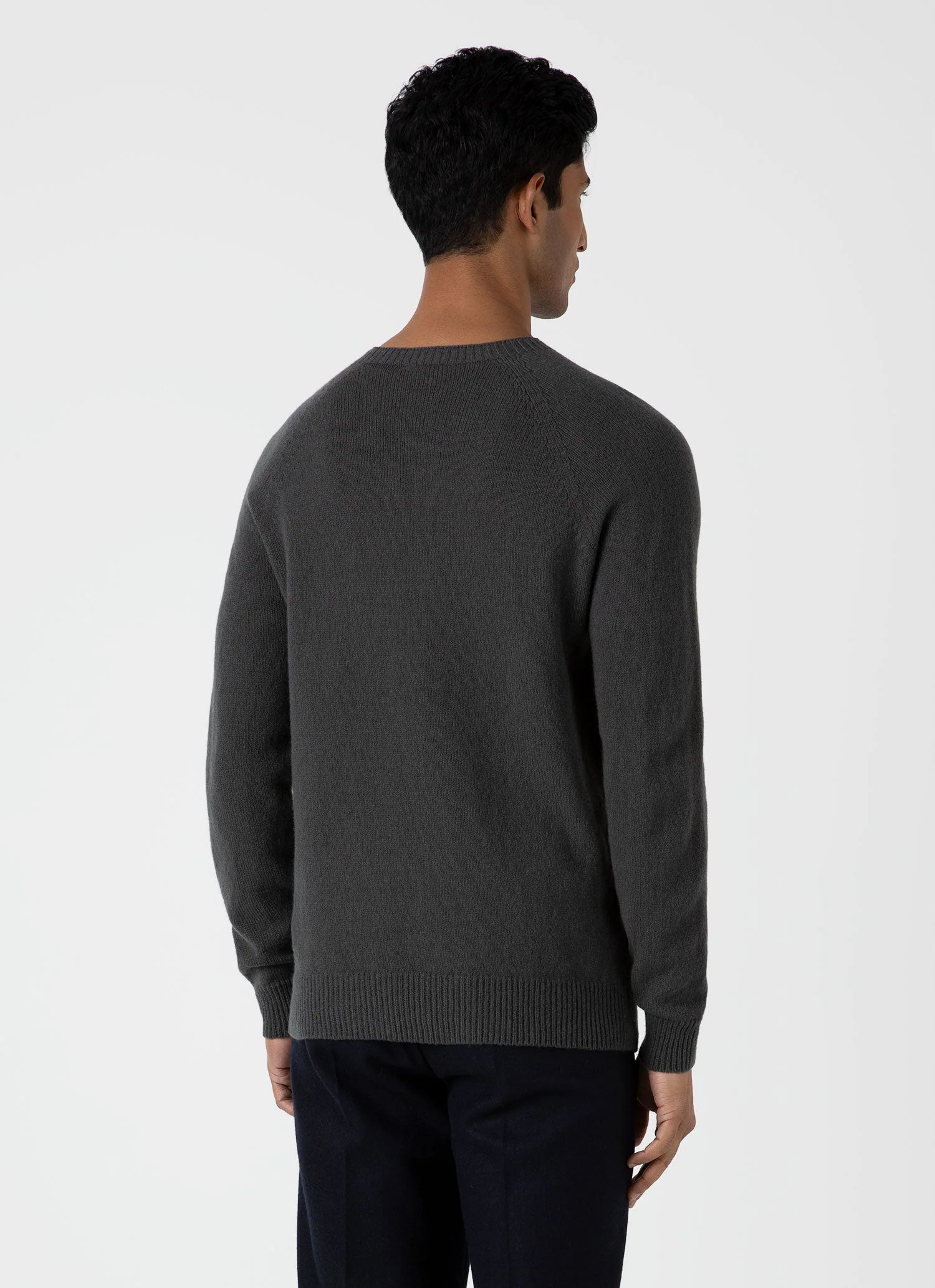 Men's Lambswool Crew Neck Jumper in Drill Green - Image 5